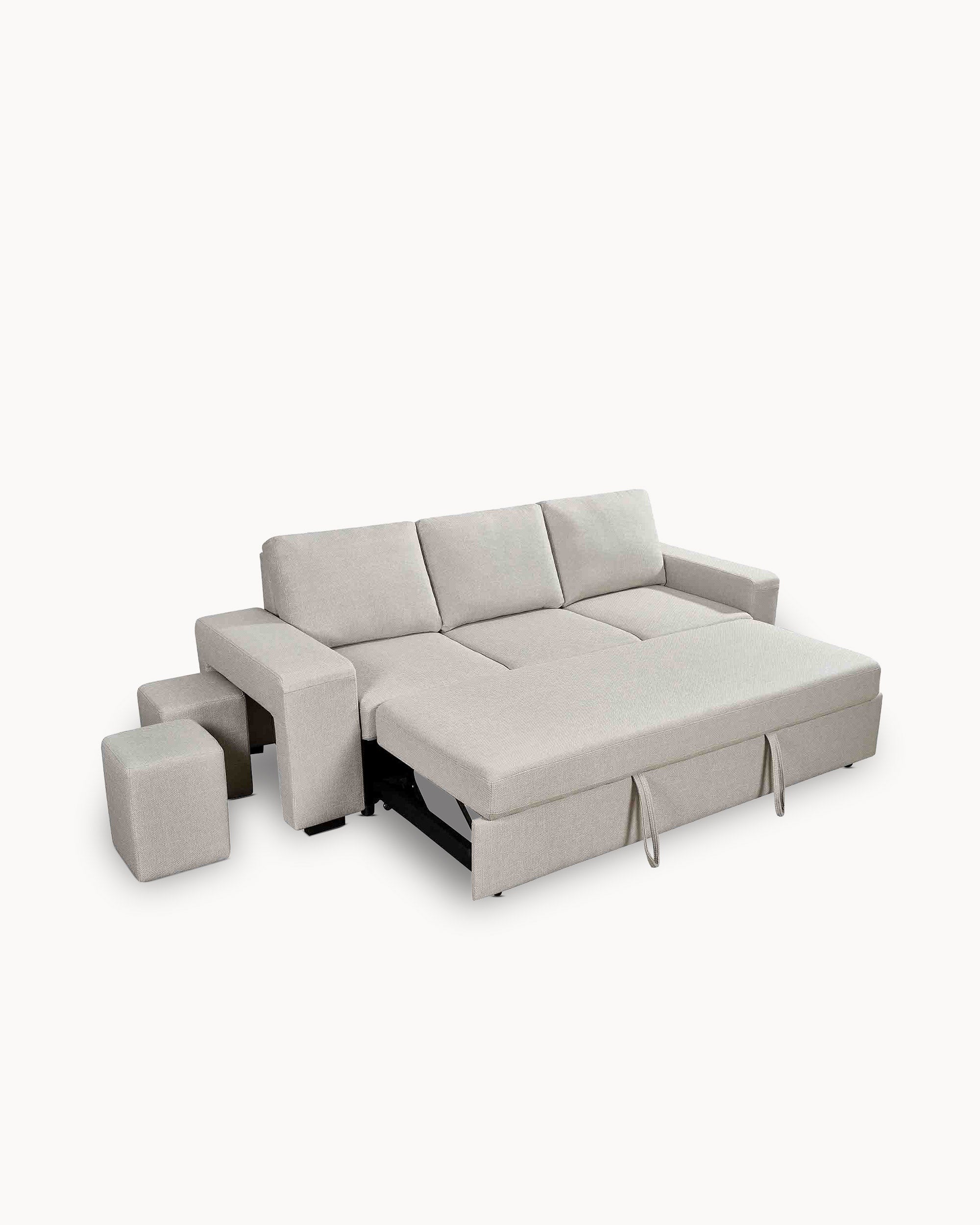 Sofá 3 plazas SUSAN II con cama y pufs