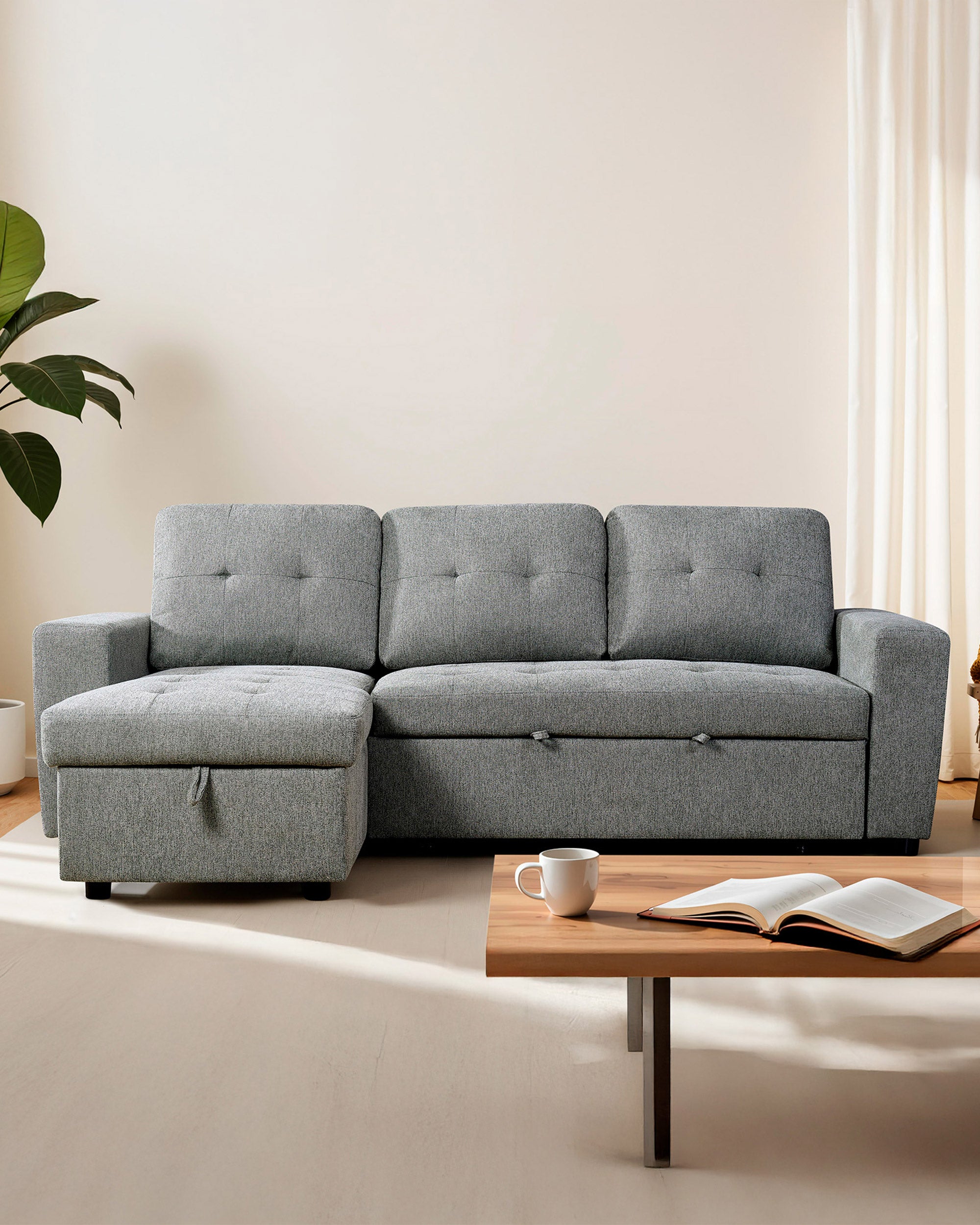 FABIANA III reversible chaise longue sofa with bed and storage box