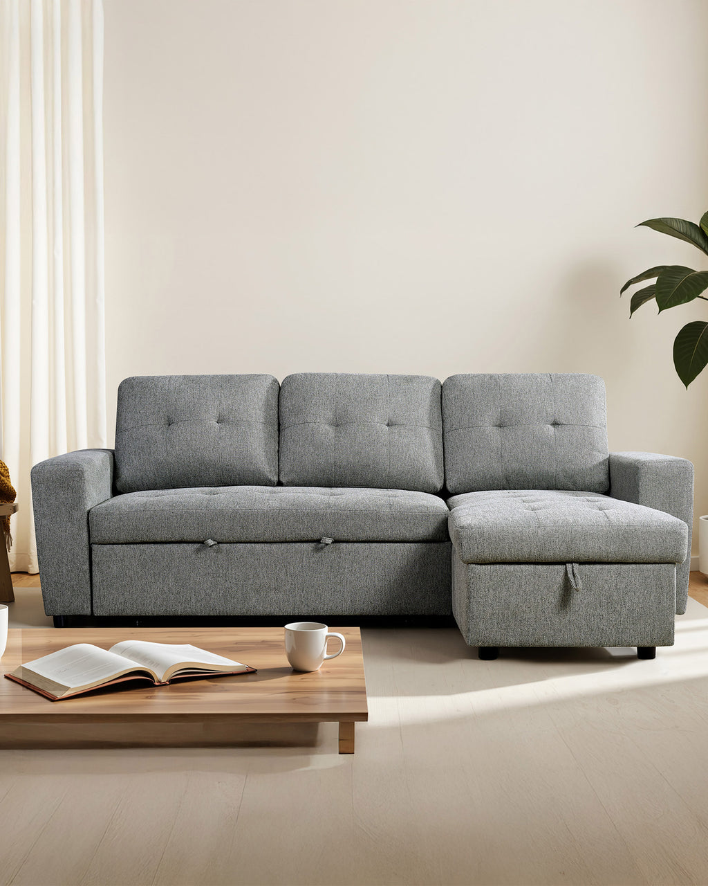 Sofá chaise longue reversível FABIANA III com cama e baú
