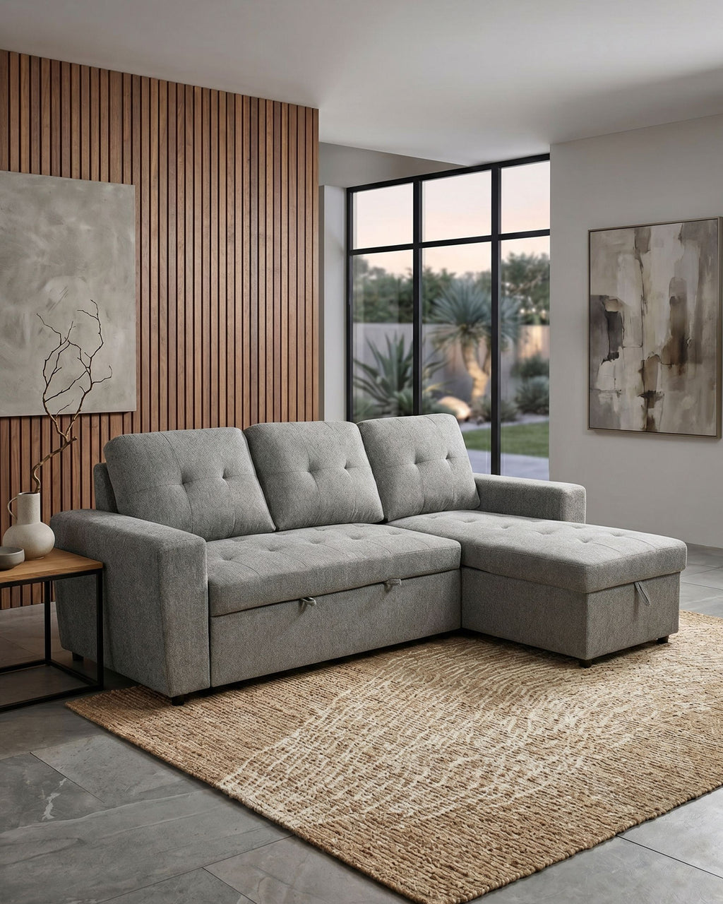 FABIANA III reversible chaise longue sofa with bed and storage box