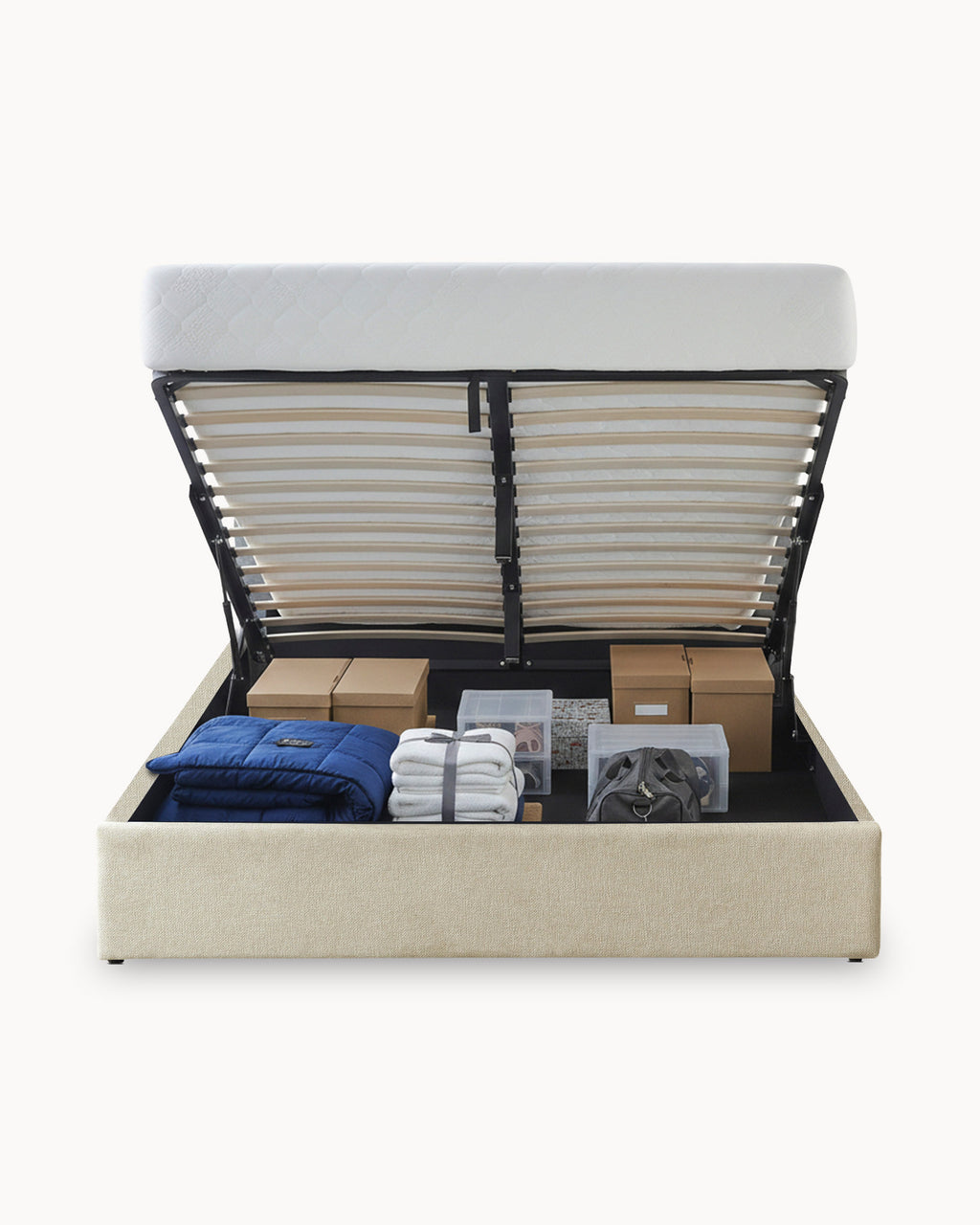 Aussie II lift-up double bed frame + Eterno mattress