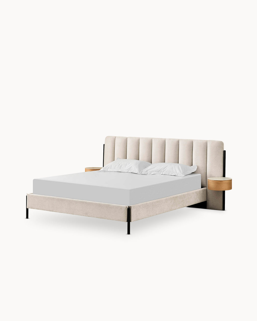 Cama de casal QUEENIE com 2 mesas de cabeceira