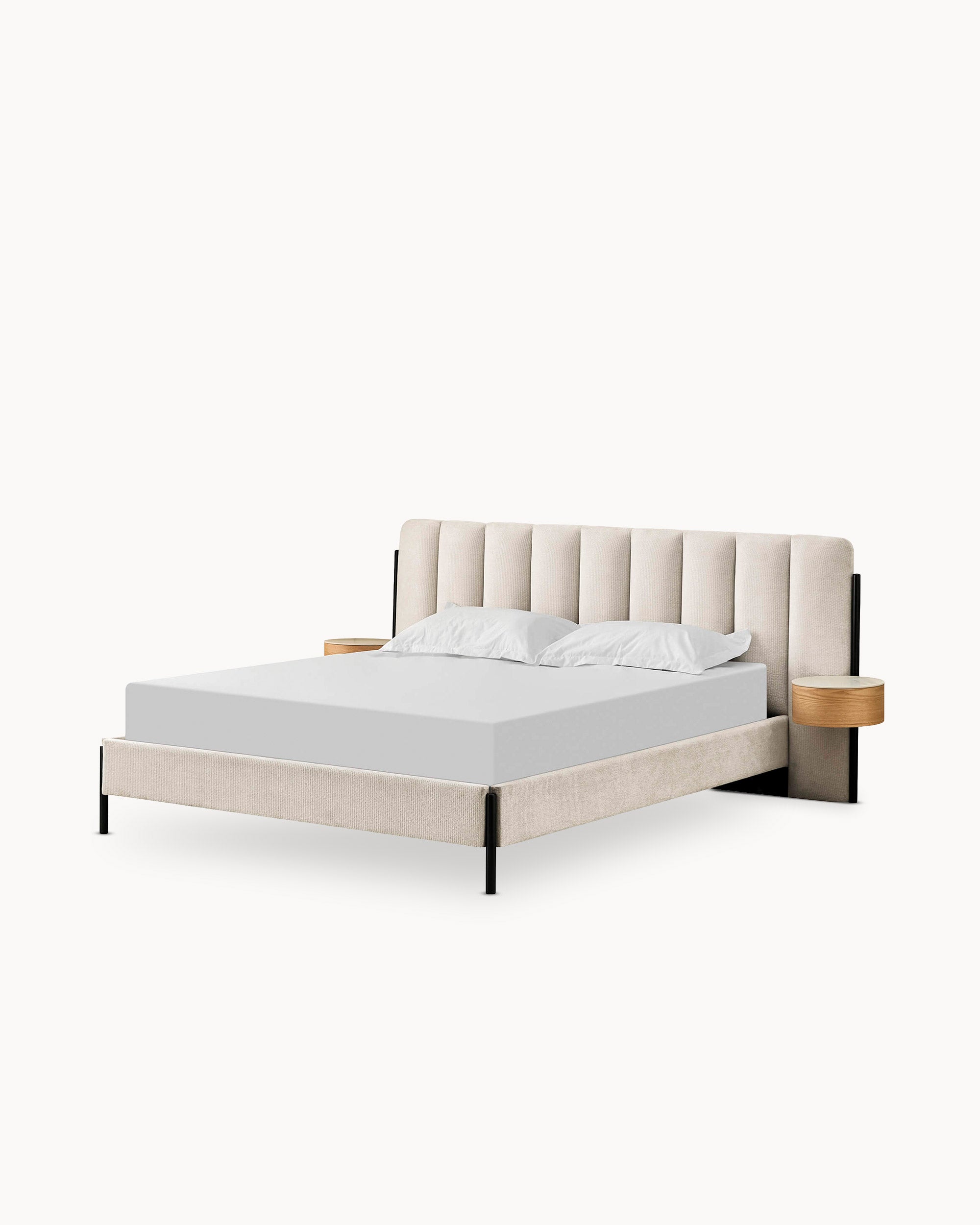 Cama de casal QUEENIE com 2 mesas de cabeceira