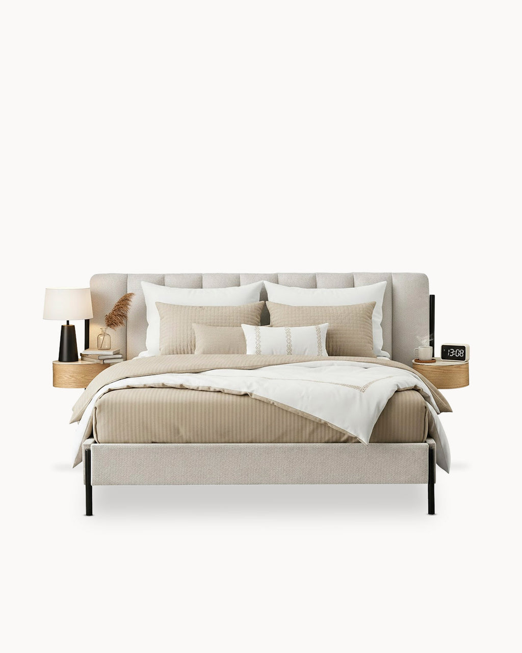 Cama de casal QUEENIE com 2 mesas de cabeceira