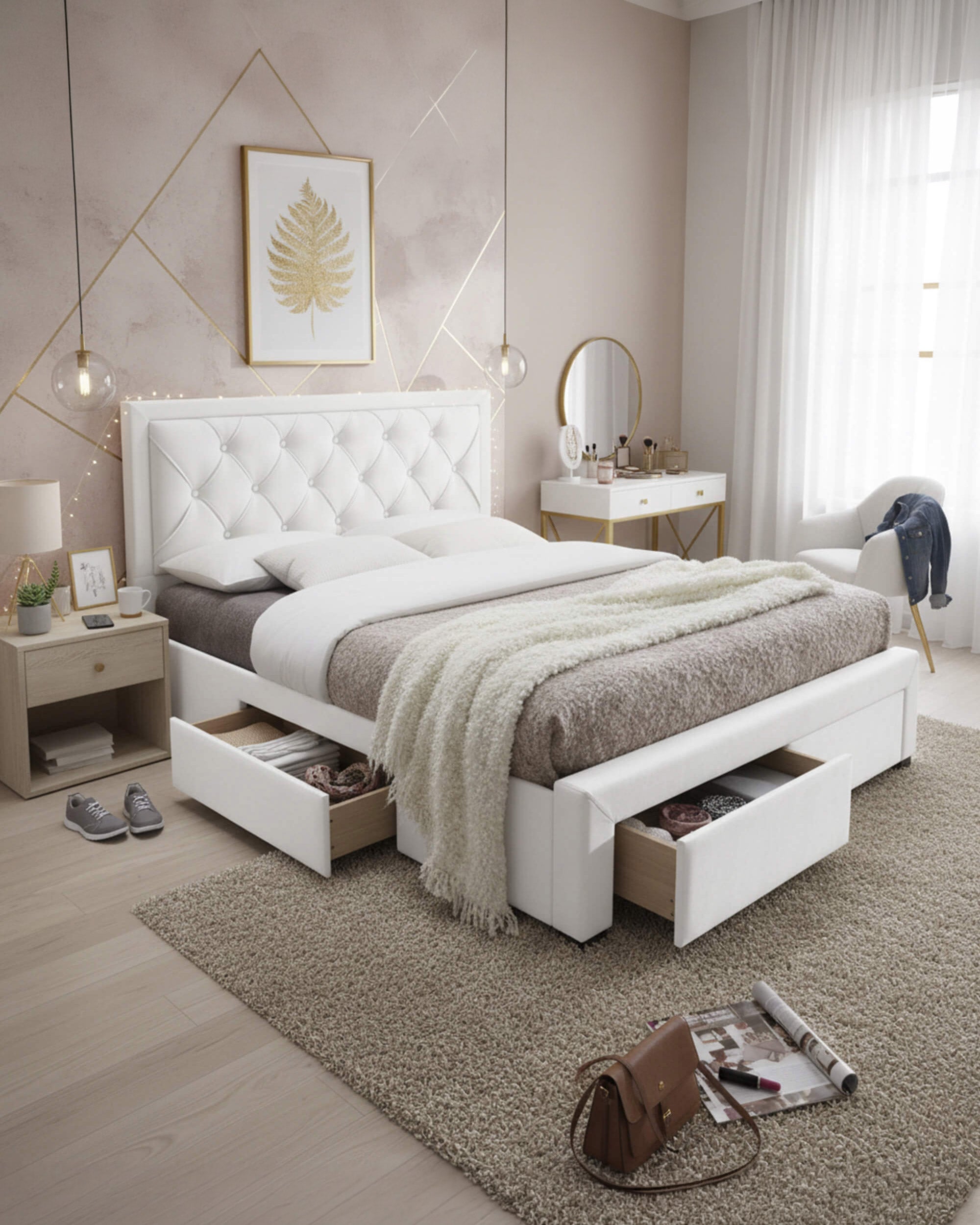 BIA double bed with 4 drawers