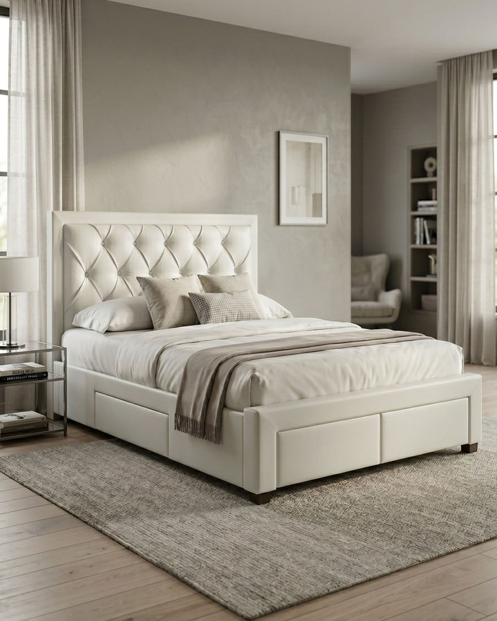 BIA double bed with 4 drawers
