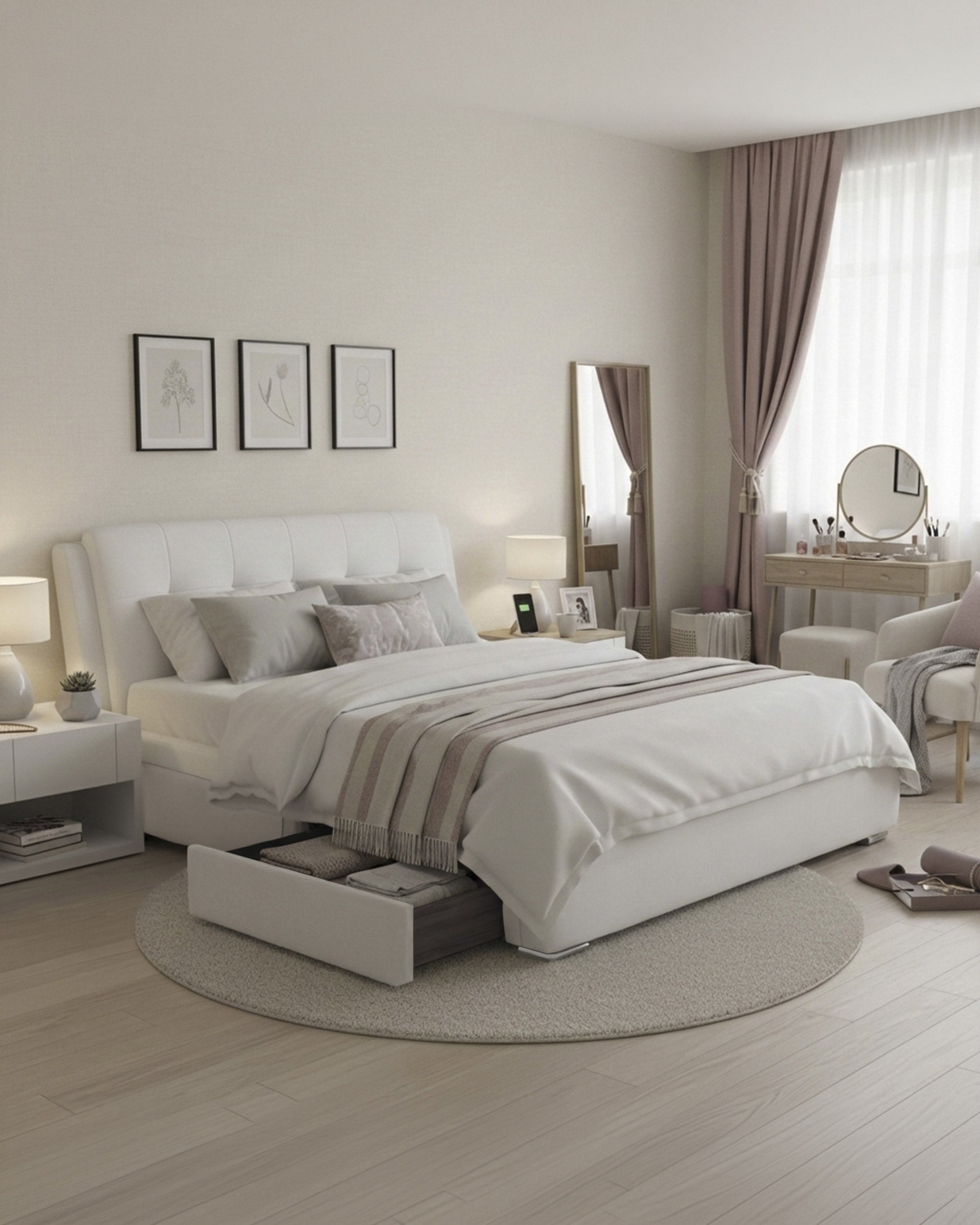 Cama de casal ANTÓNIO com 4 gavetas