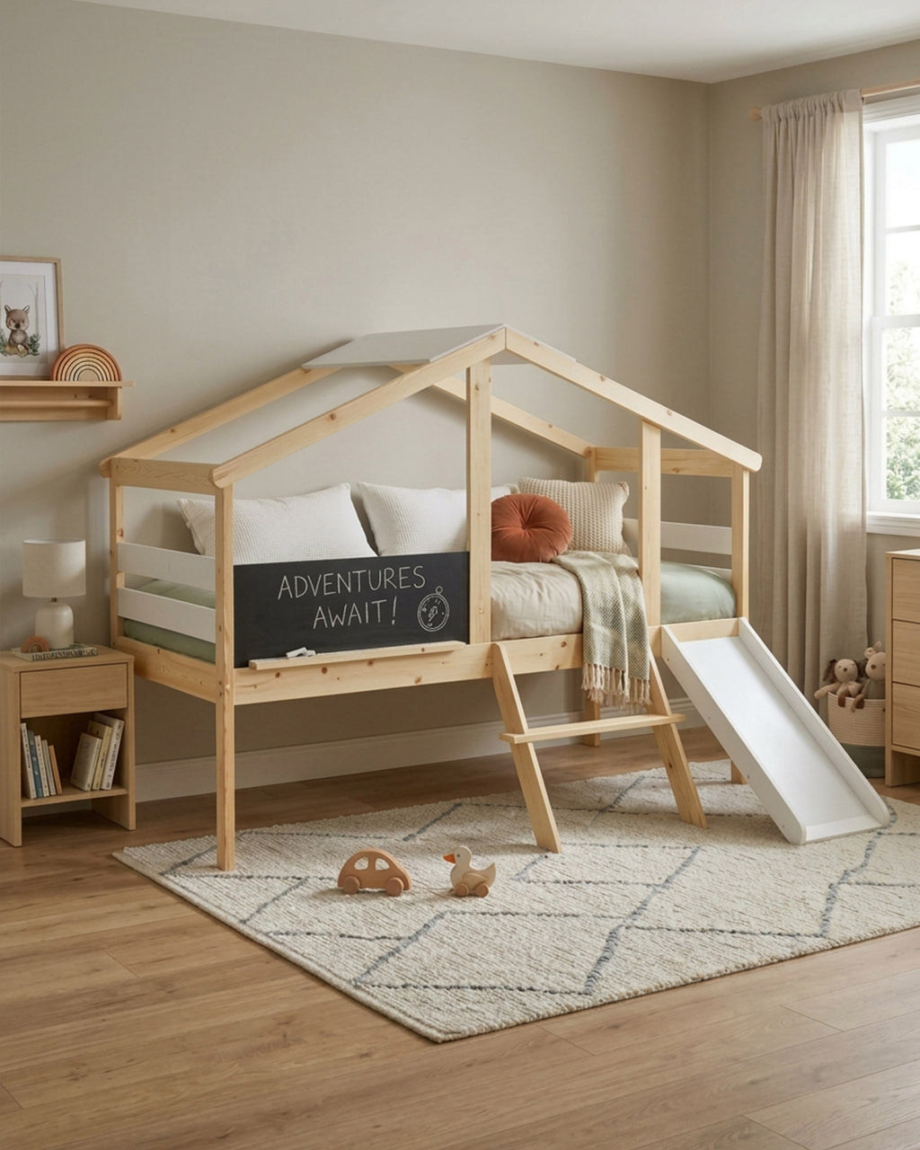 Pack Cama alta infantil SLIDER + colchão KID ROLLER