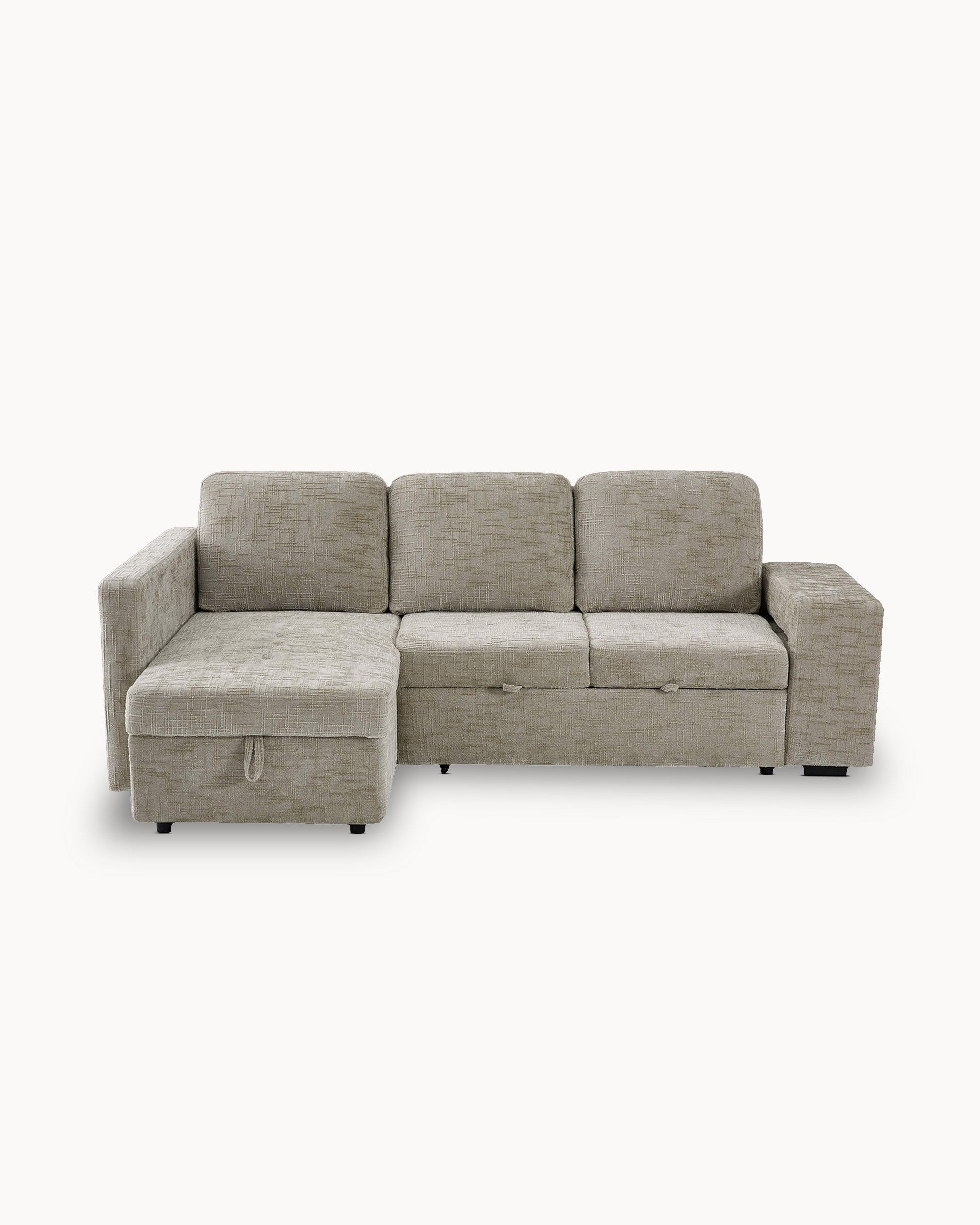 STACY II chaise longue sofa with bed, storage and ottomans