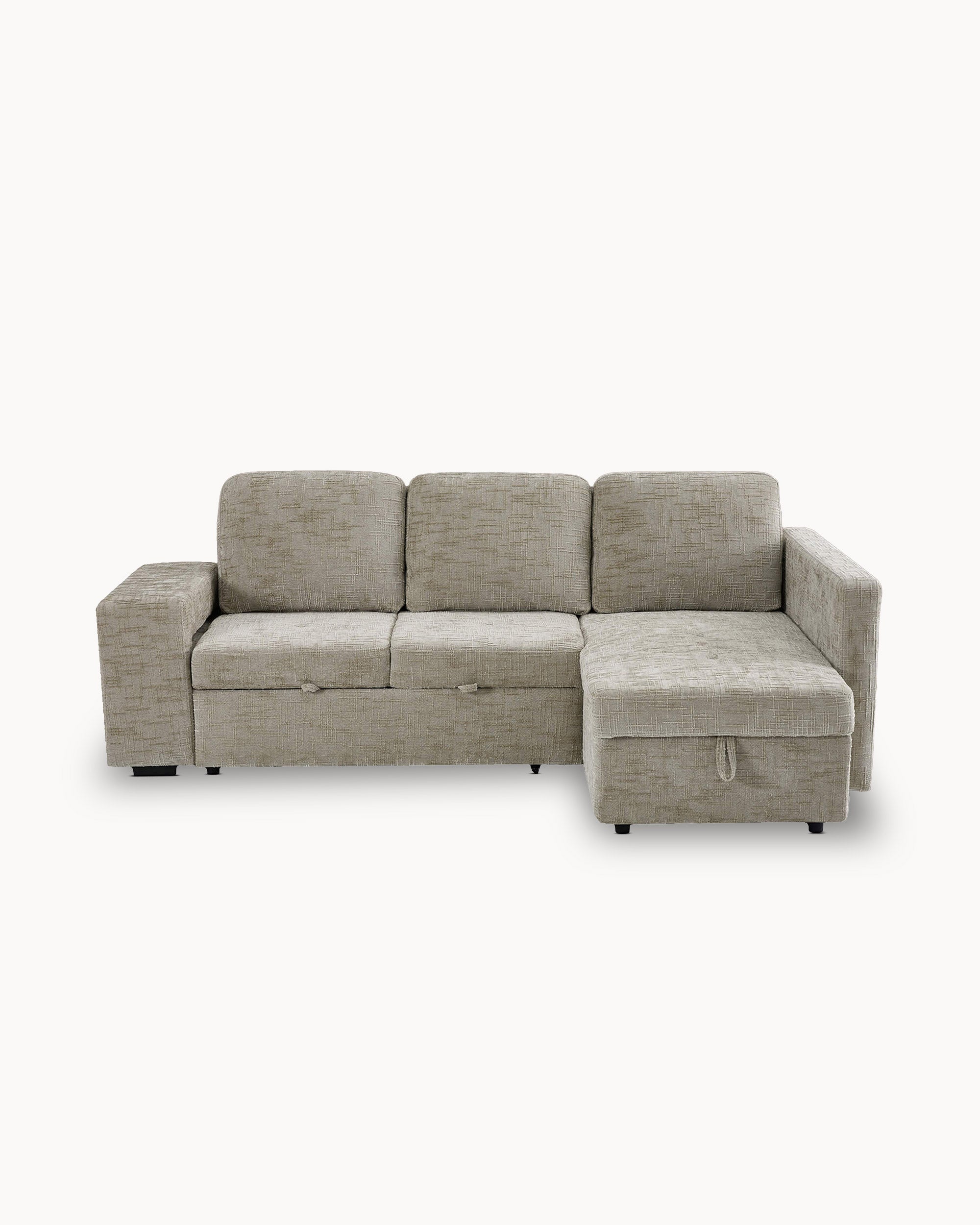 STACY II chaise longue sofa with bed, storage and ottomans