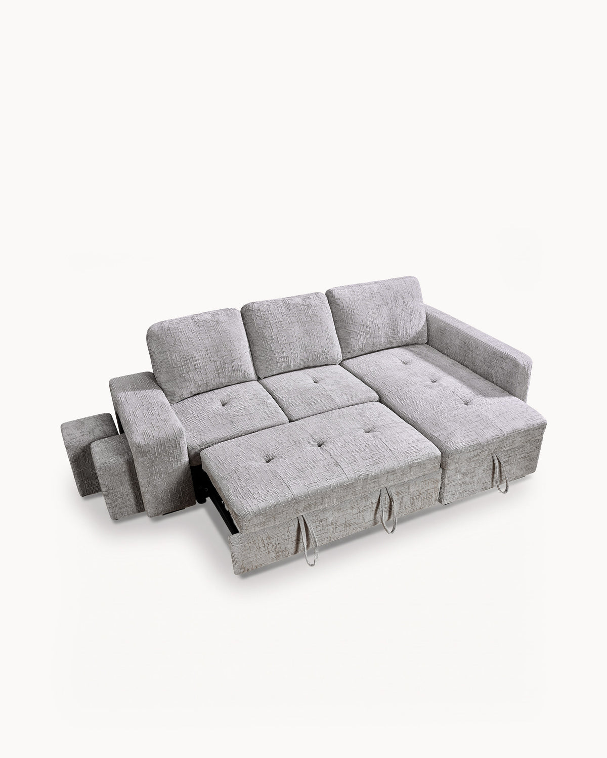 STACY II chaise longue sofa with bed, storage and ottomans