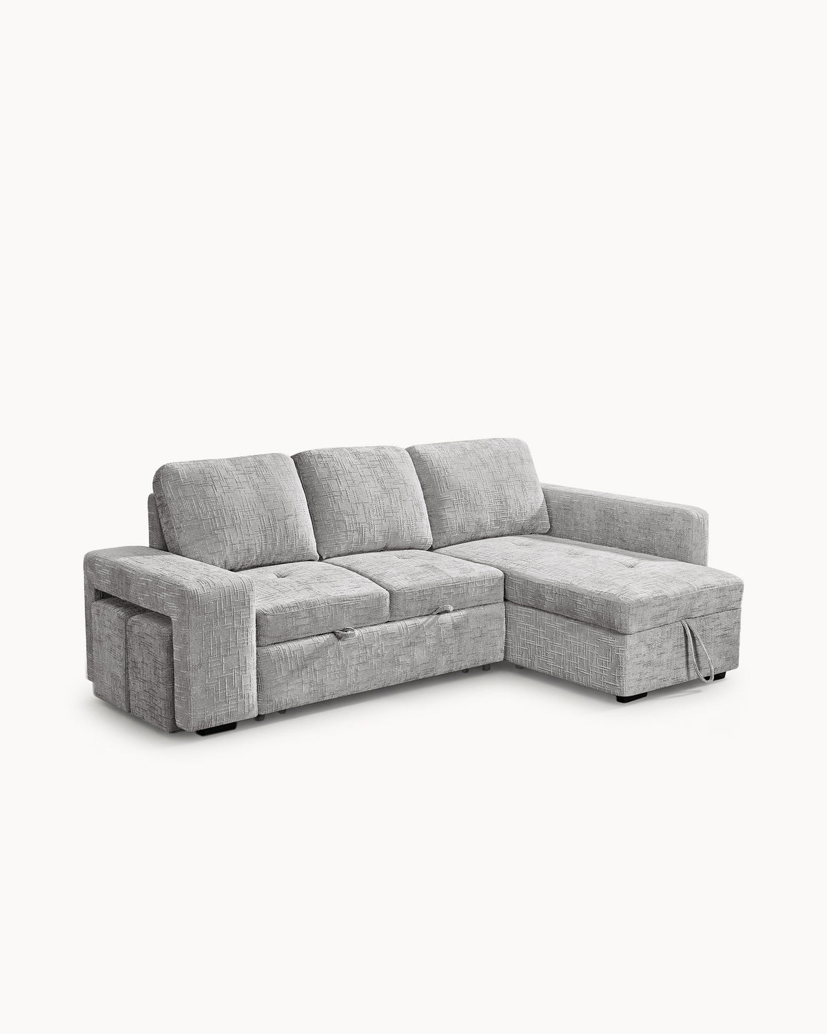 STACY II chaise longue sofa with bed, storage and ottomans