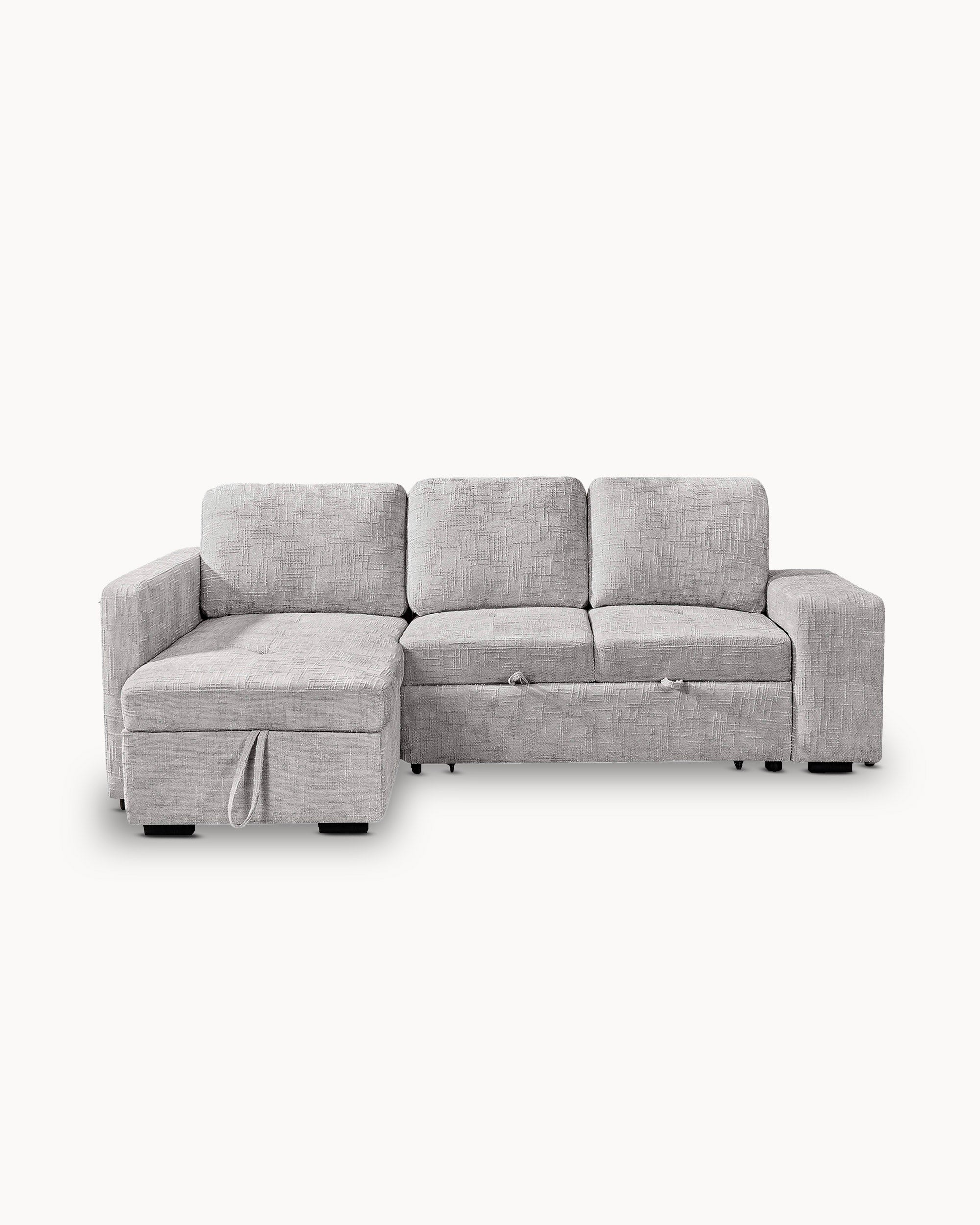 STACY II chaise longue sofa with bed, storage and ottomans