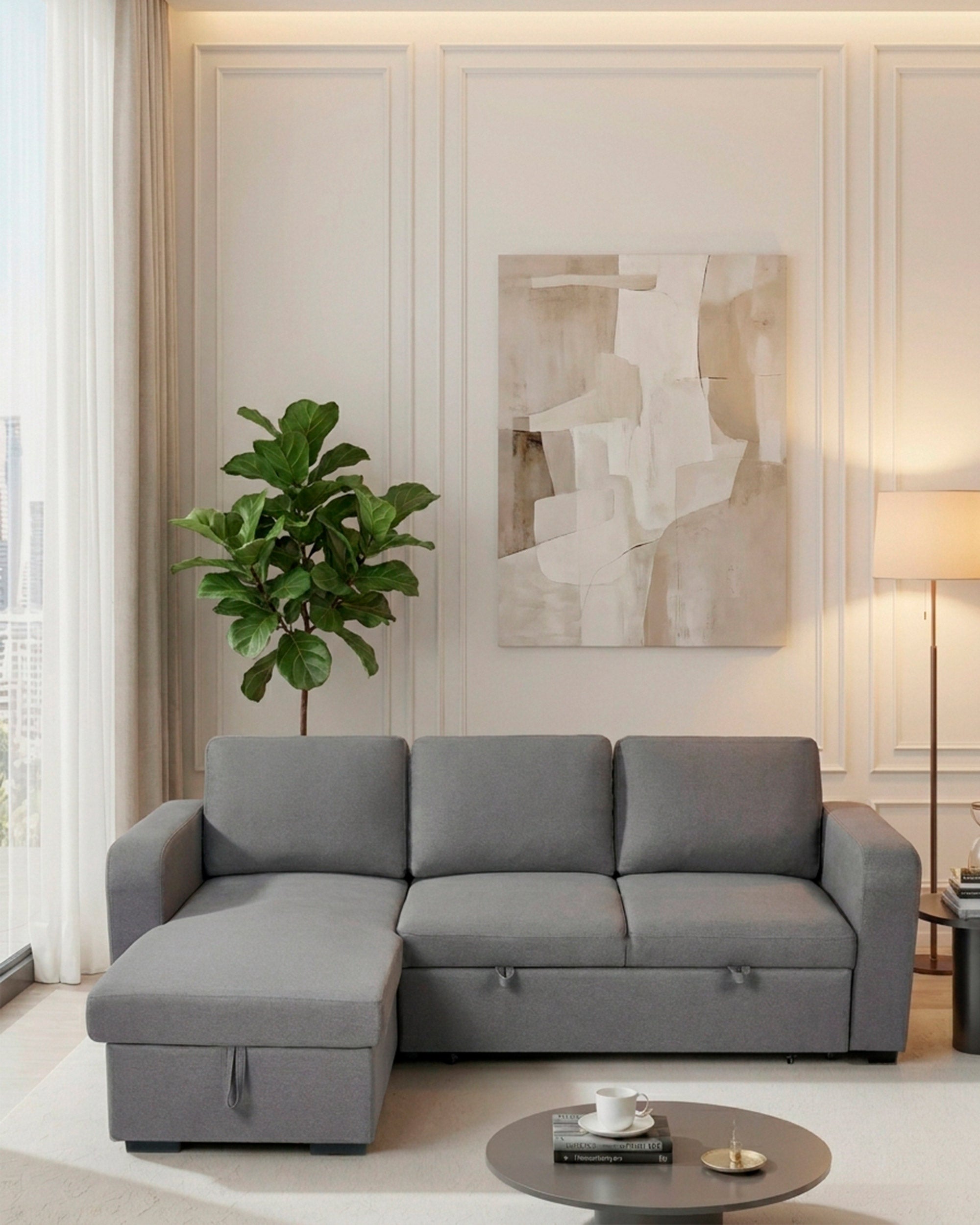 MANHATTAN chaise longue sofa with bed and storage box