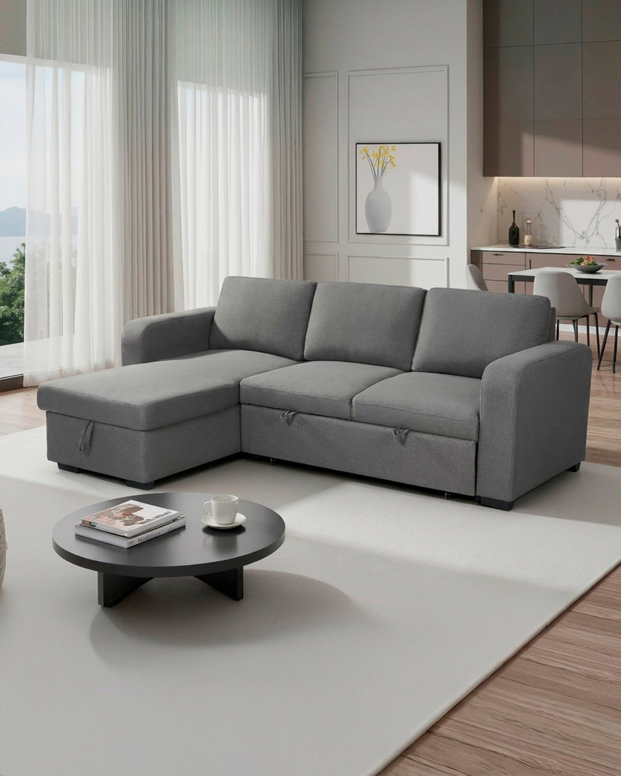 Sofá chaise longue MANHATTAN com cama e baú