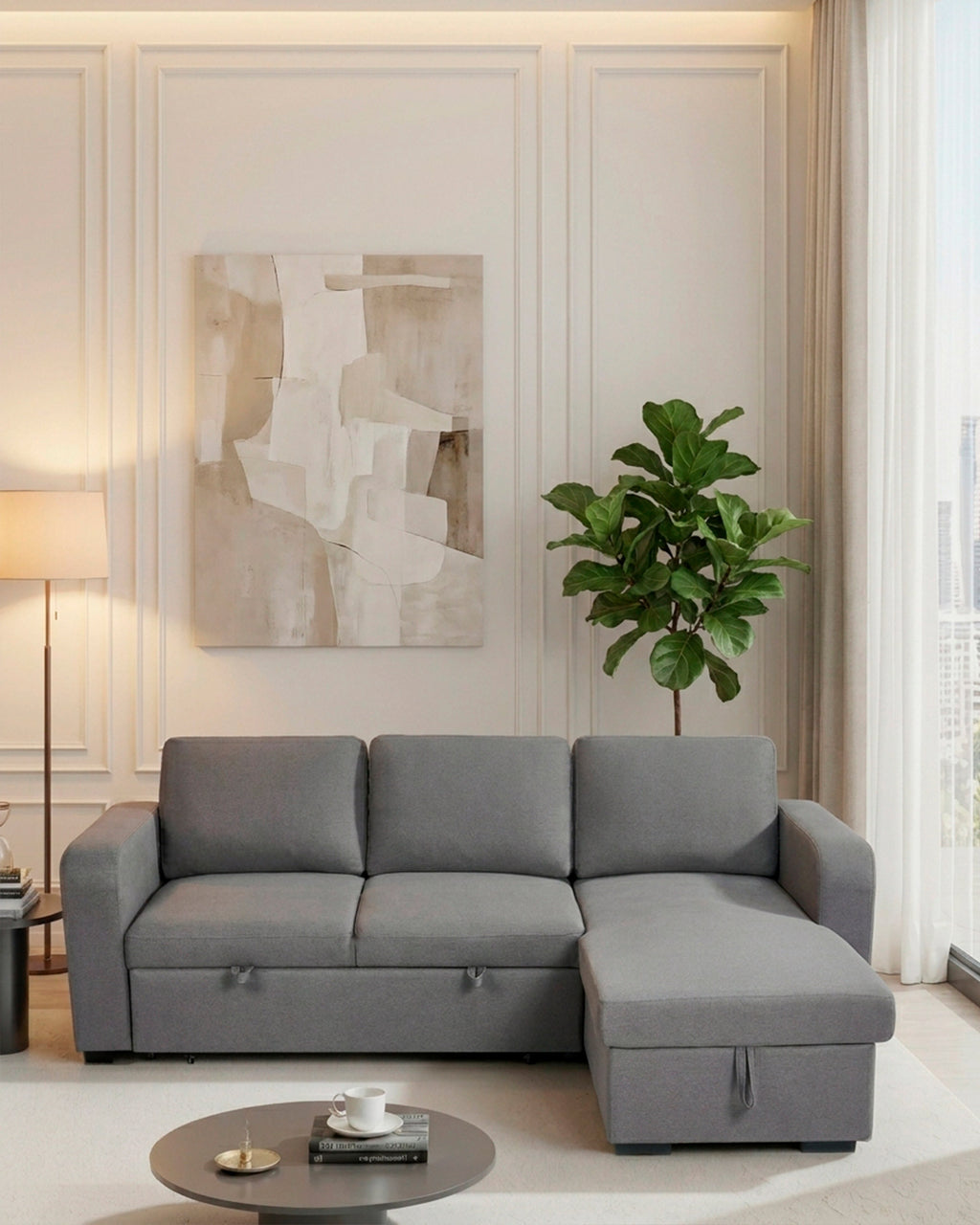 Sofá chaise longue MANHATTAN com cama e baú