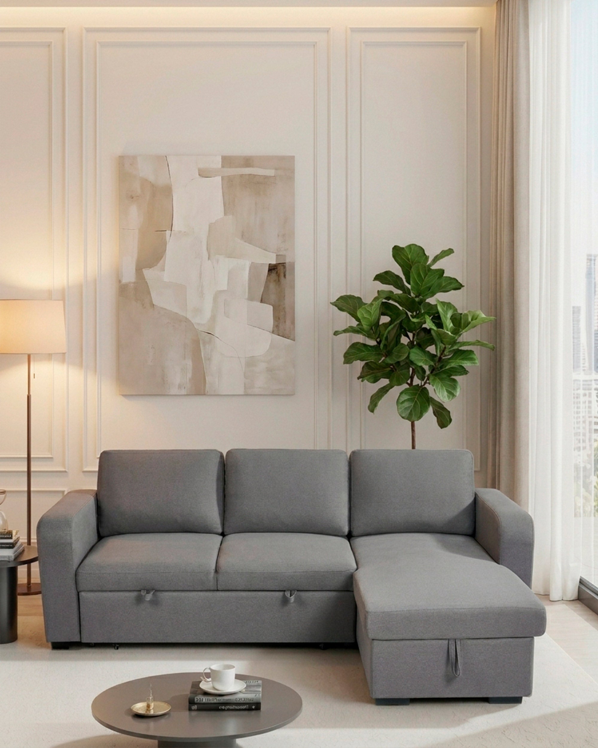Sofá chaise longue MANHATTAN com cama e baú