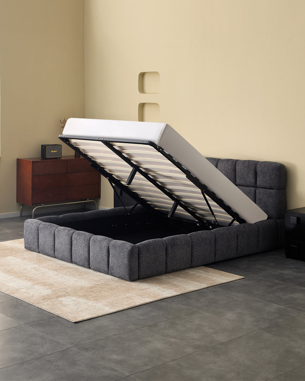 MANCHESTER lift-up double bed frame + HOMYSLEEP PALACIO COOLER mattress