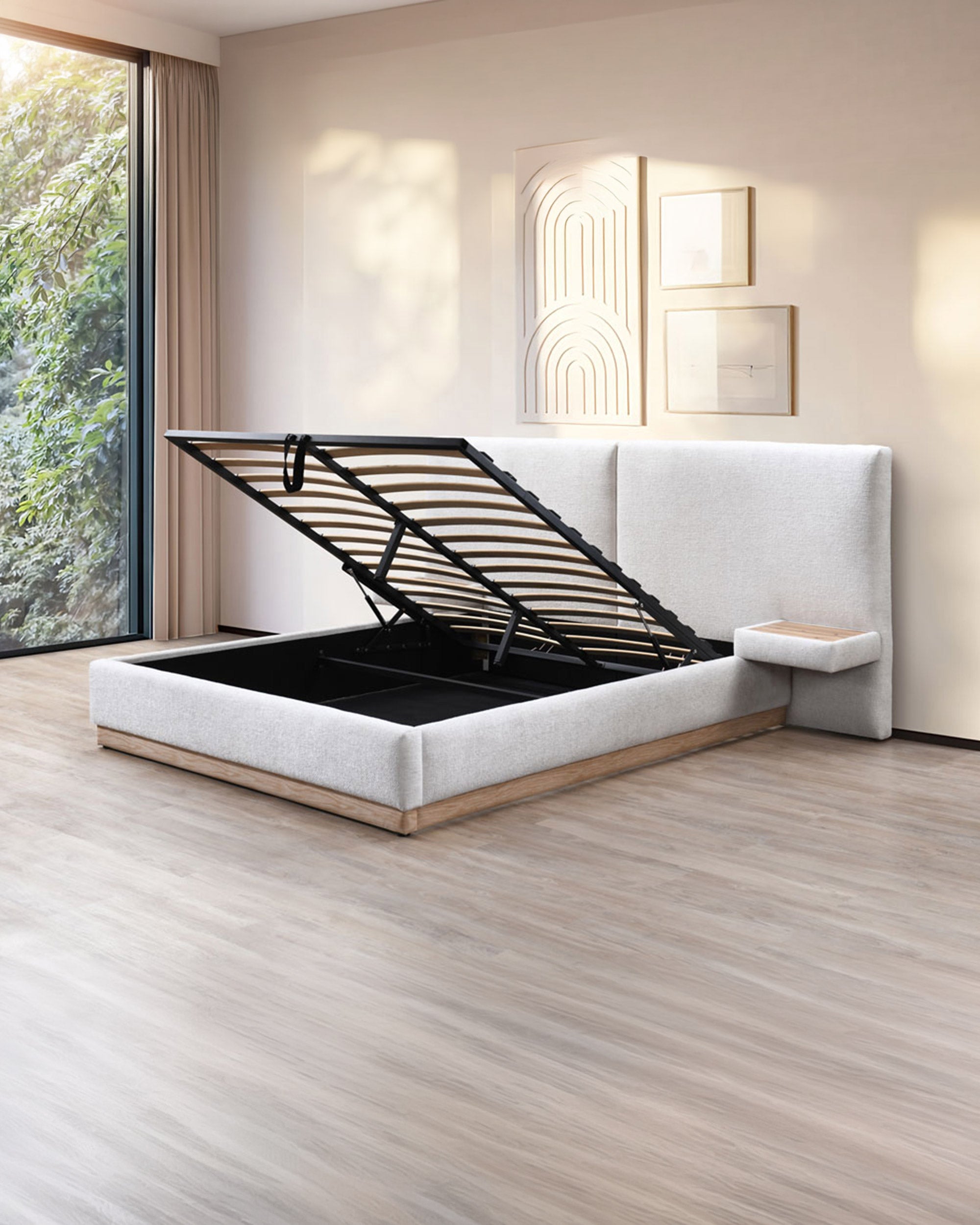 NAPOLI double lift bed with 2 bedside tables