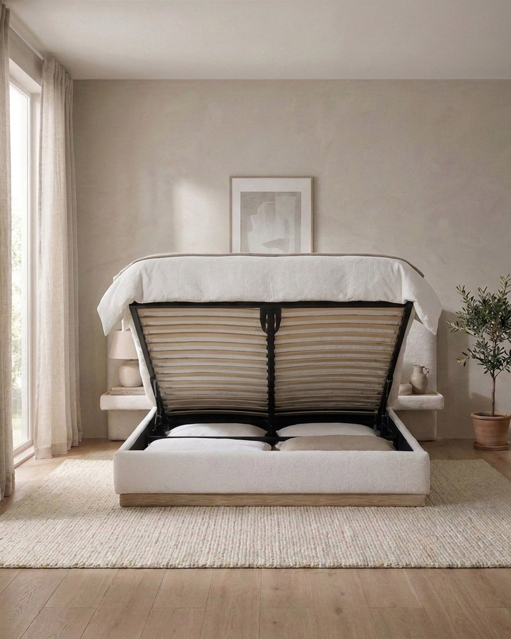 NAPOLI double lift bed with 2 bedside tables