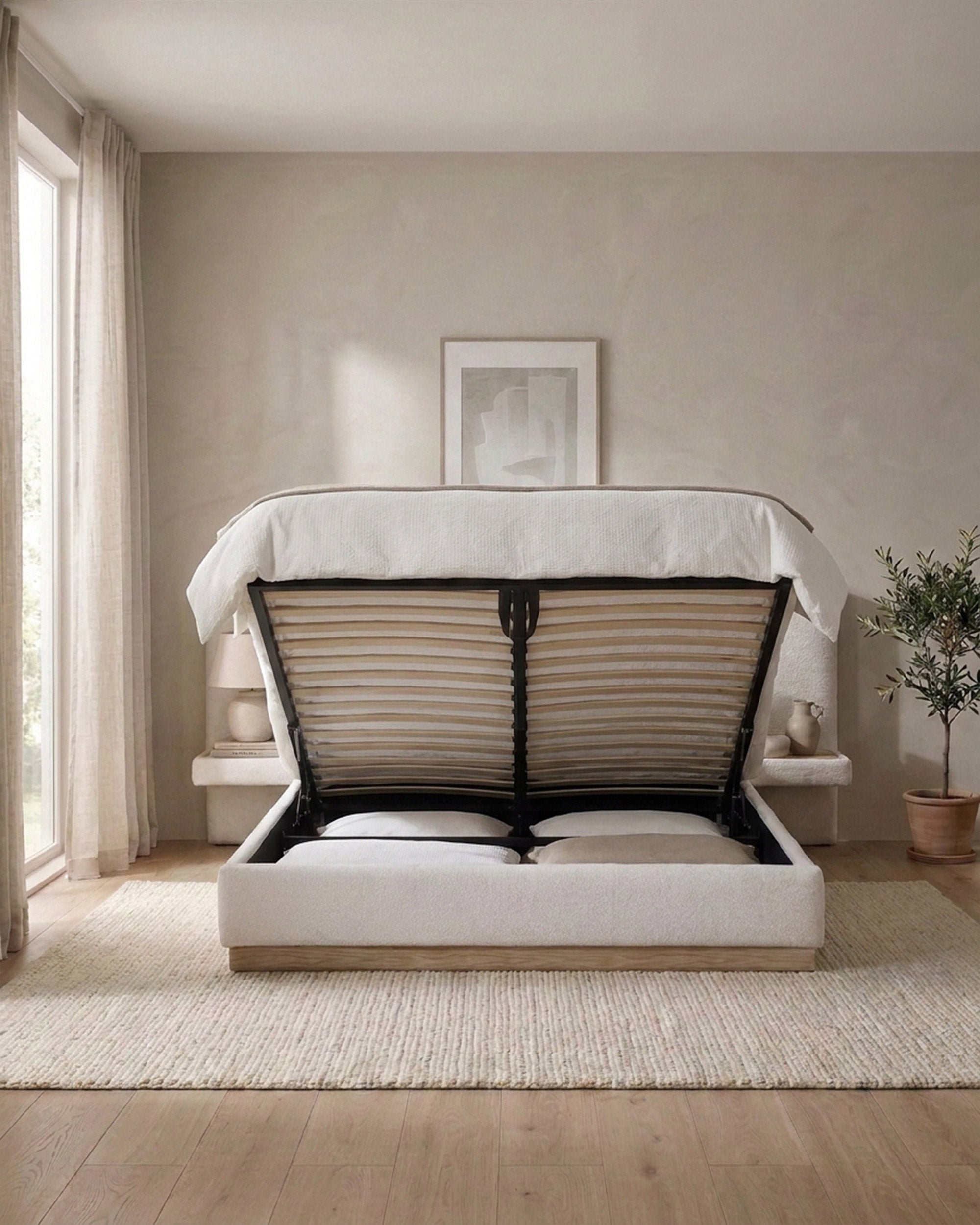 NAPOLI double lift bed with 2 bedside tables