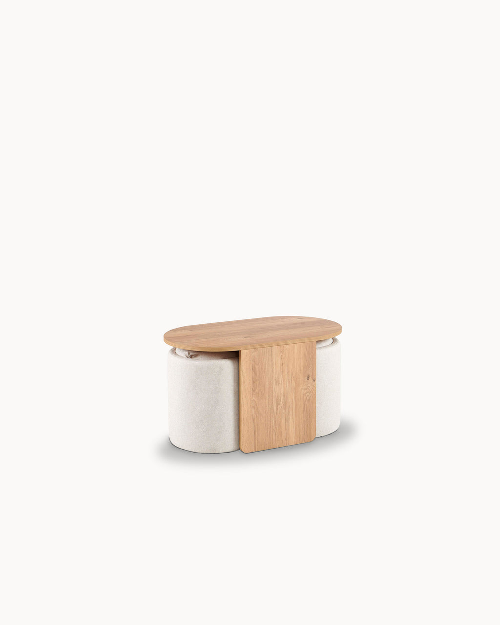 Mesa de centro WELLS com 2 puffs com arrumação