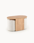 WELLS coffee table with 2 storage ottomans
