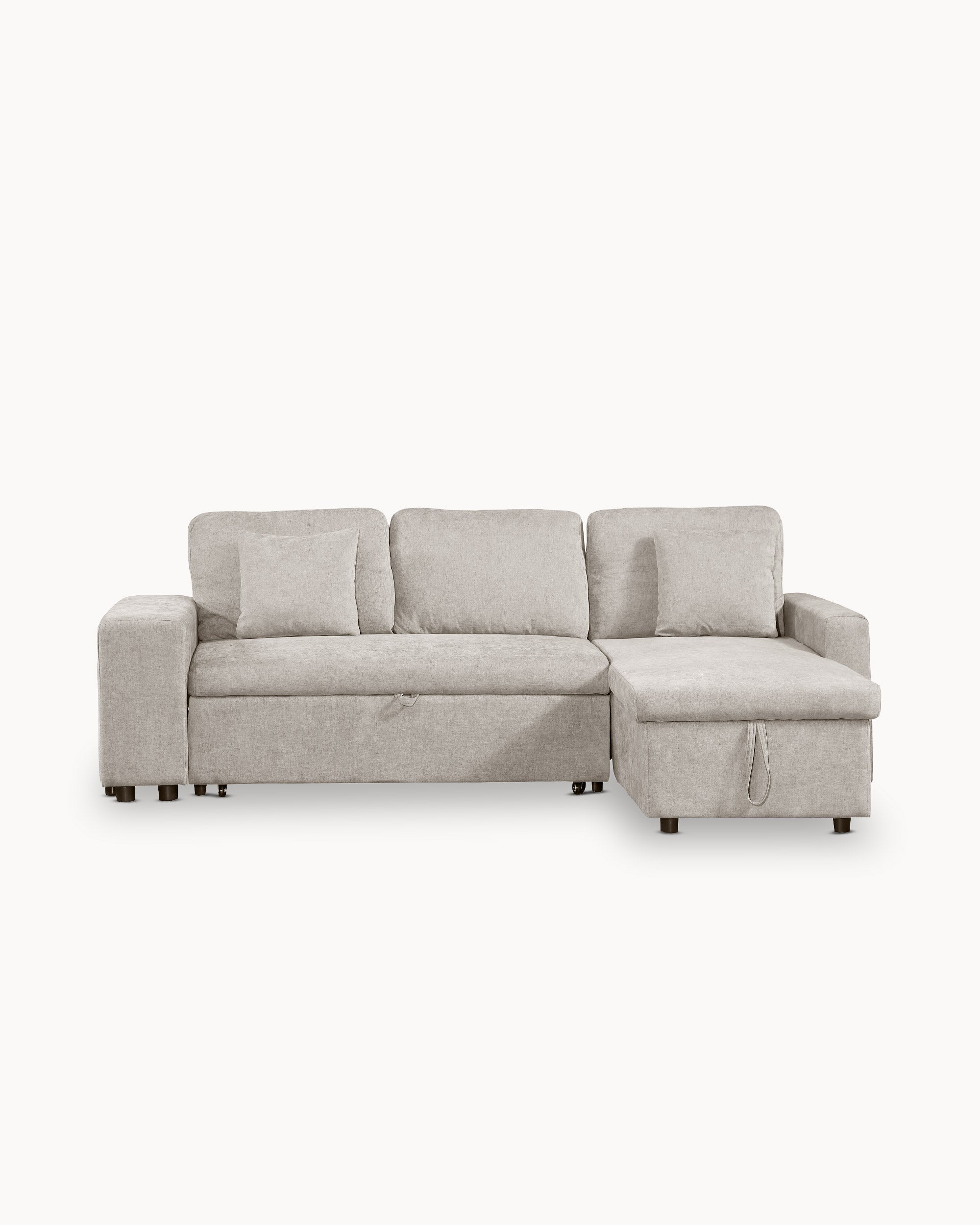 TOPAZIO reversible chaise longue sofa with bed, storage and pouffes