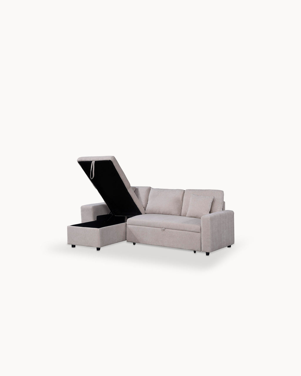 TOPAZIO reversible chaise longue sofa with bed, storage and pouffes