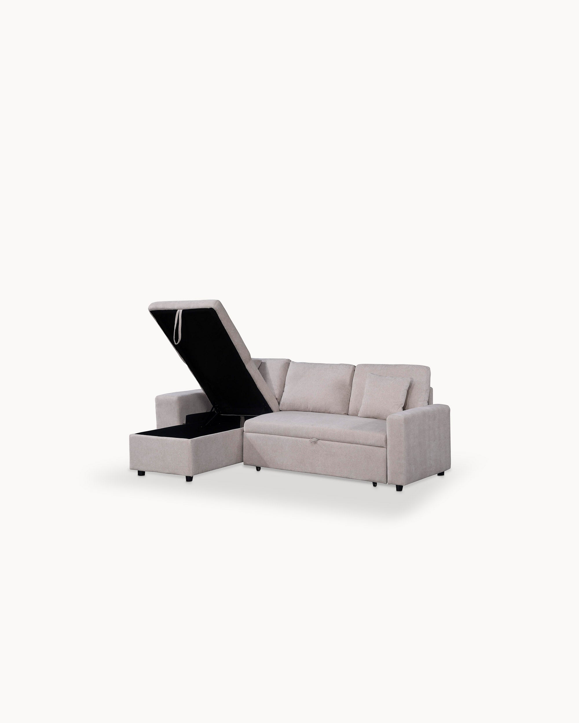 TOPAZIO reversible chaise longue sofa with bed, storage and pouffes