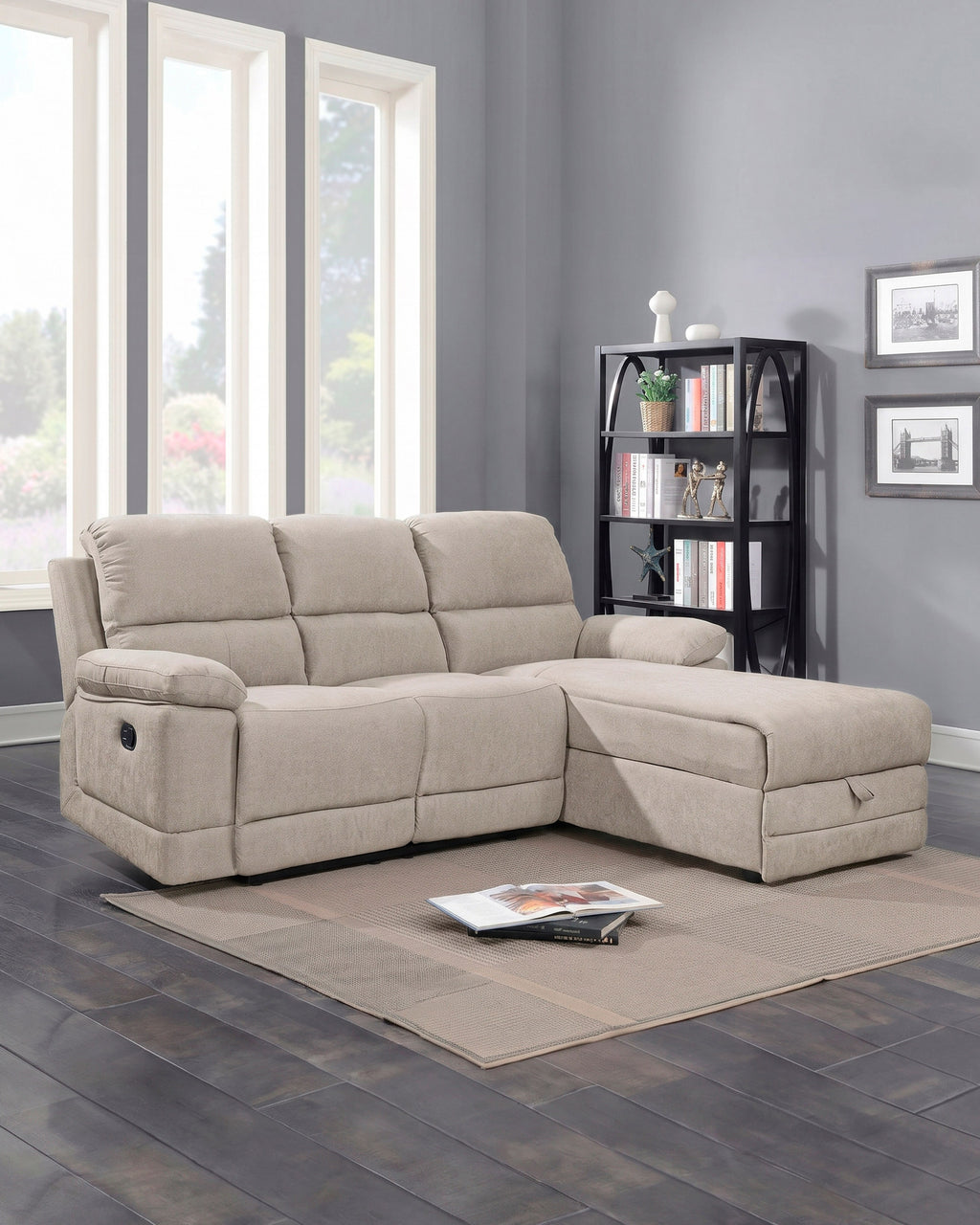 LEON manual recline chaise longue sofa