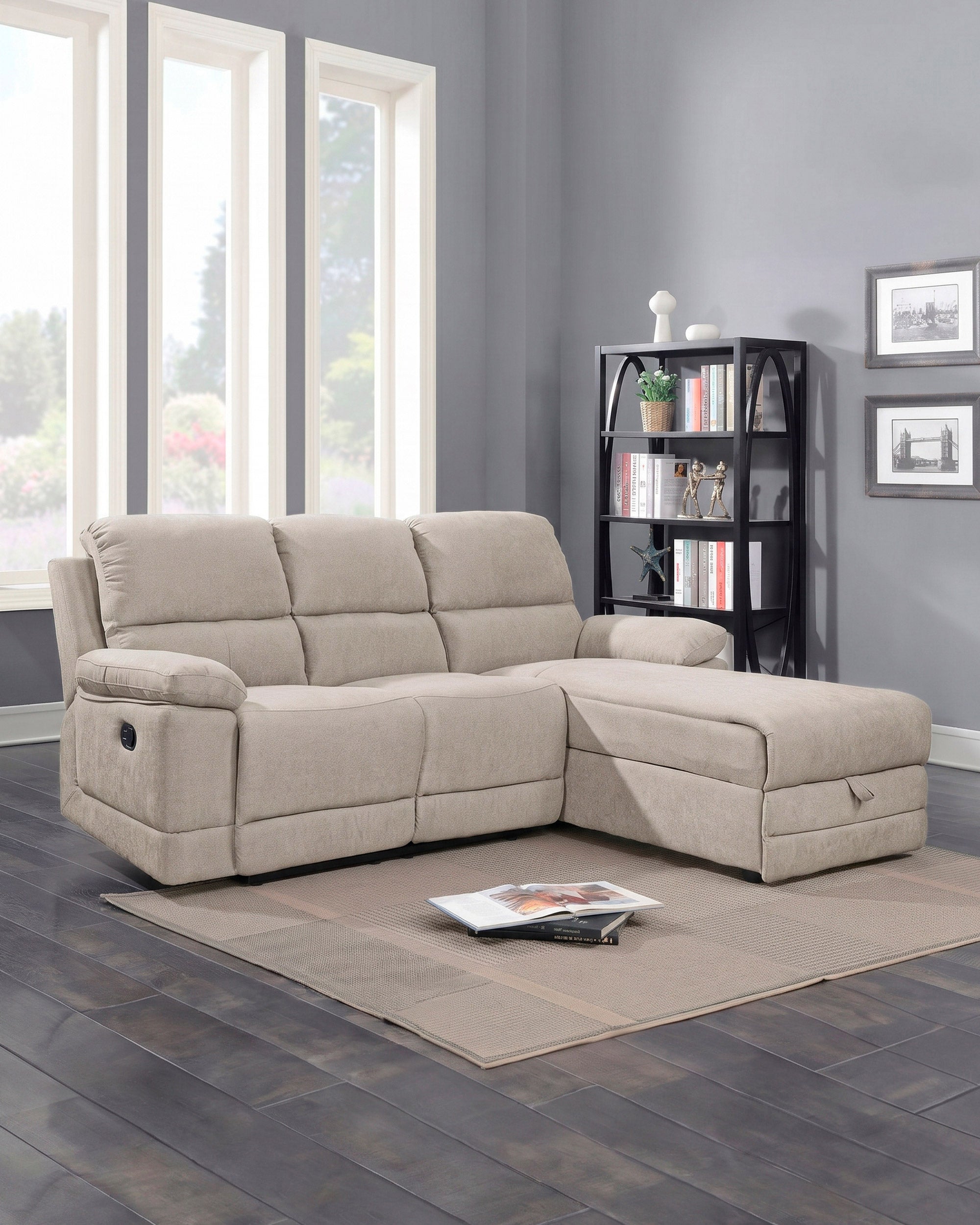 LEON manual recline chaise longue sofa