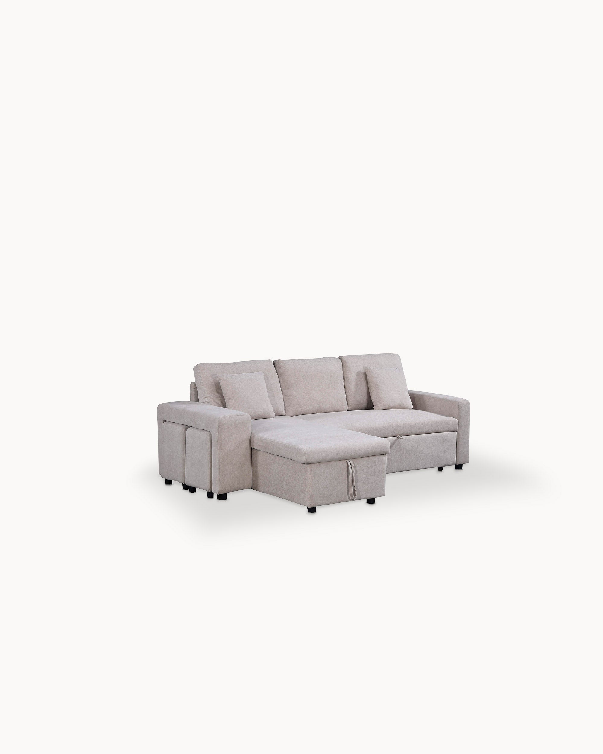 TOPAZIO reversible chaise longue sofa with bed, storage and pouffes