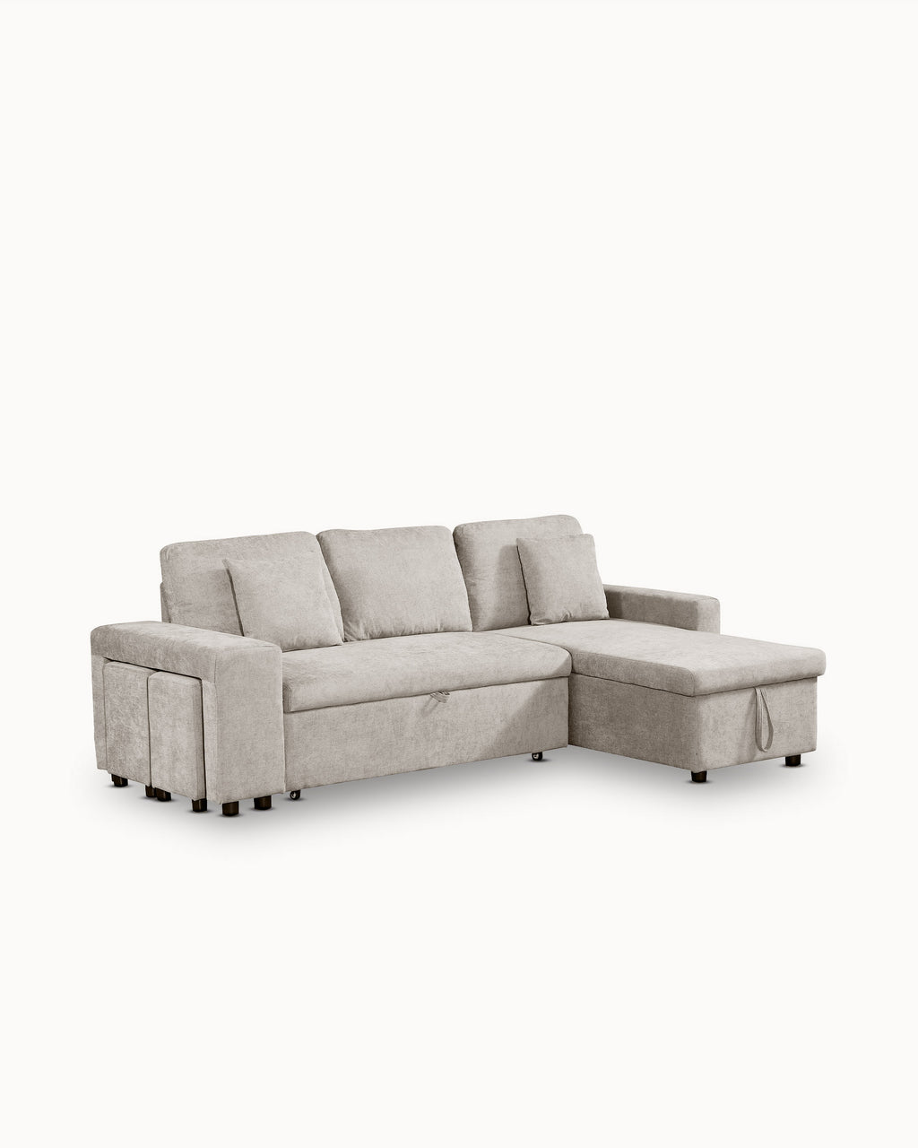 TOPAZIO reversible chaise longue sofa with bed, storage and pouffes