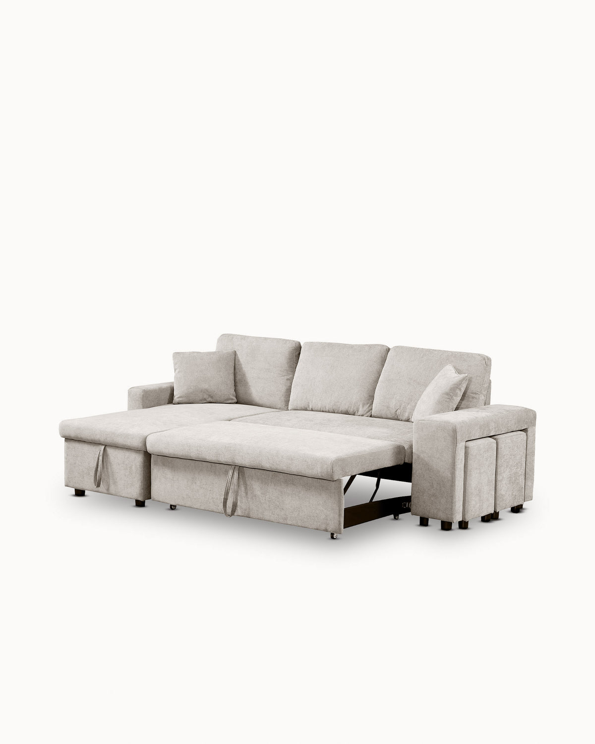 TOPAZIO reversible chaise longue sofa with bed, storage and pouffes