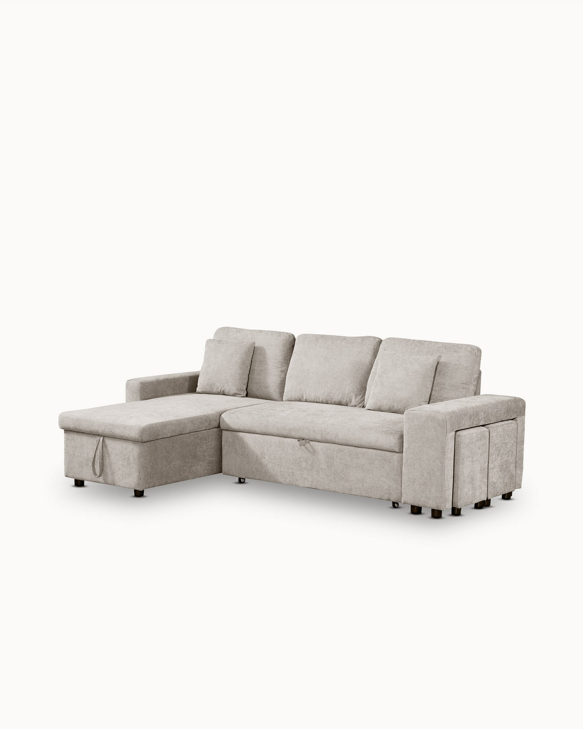 TOPAZIO reversible chaise longue sofa with bed, storage and pouffes