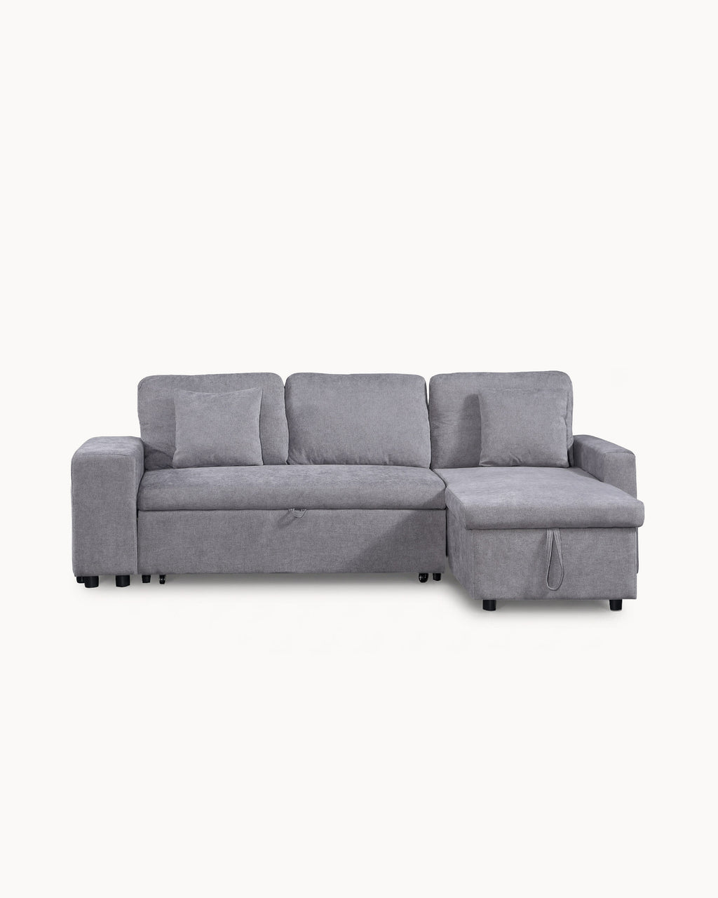 Sofá chaise longue reversível TOPAZIO com cama, baú e puffs
