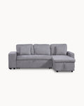 Sofá chaise longue reversível TOPAZIO com cama, baú e puffs