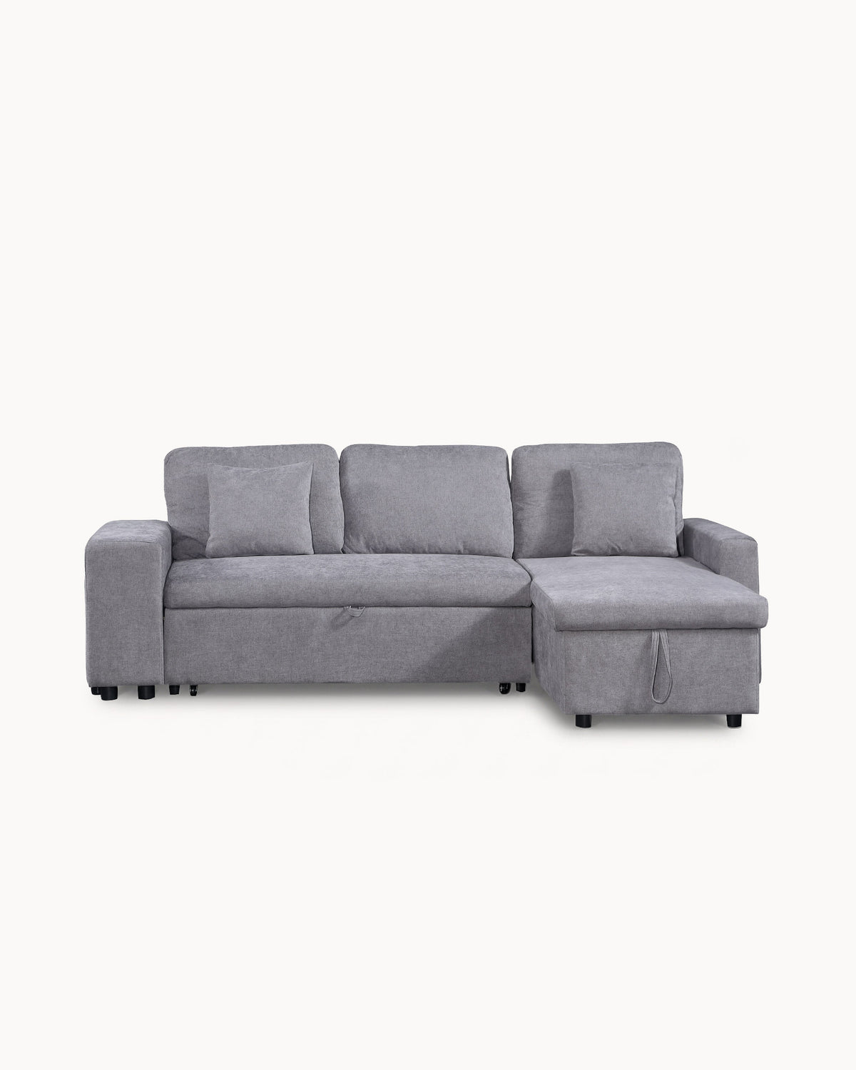 Sofá chaise longue reversível TOPAZIO com cama, baú e puffs