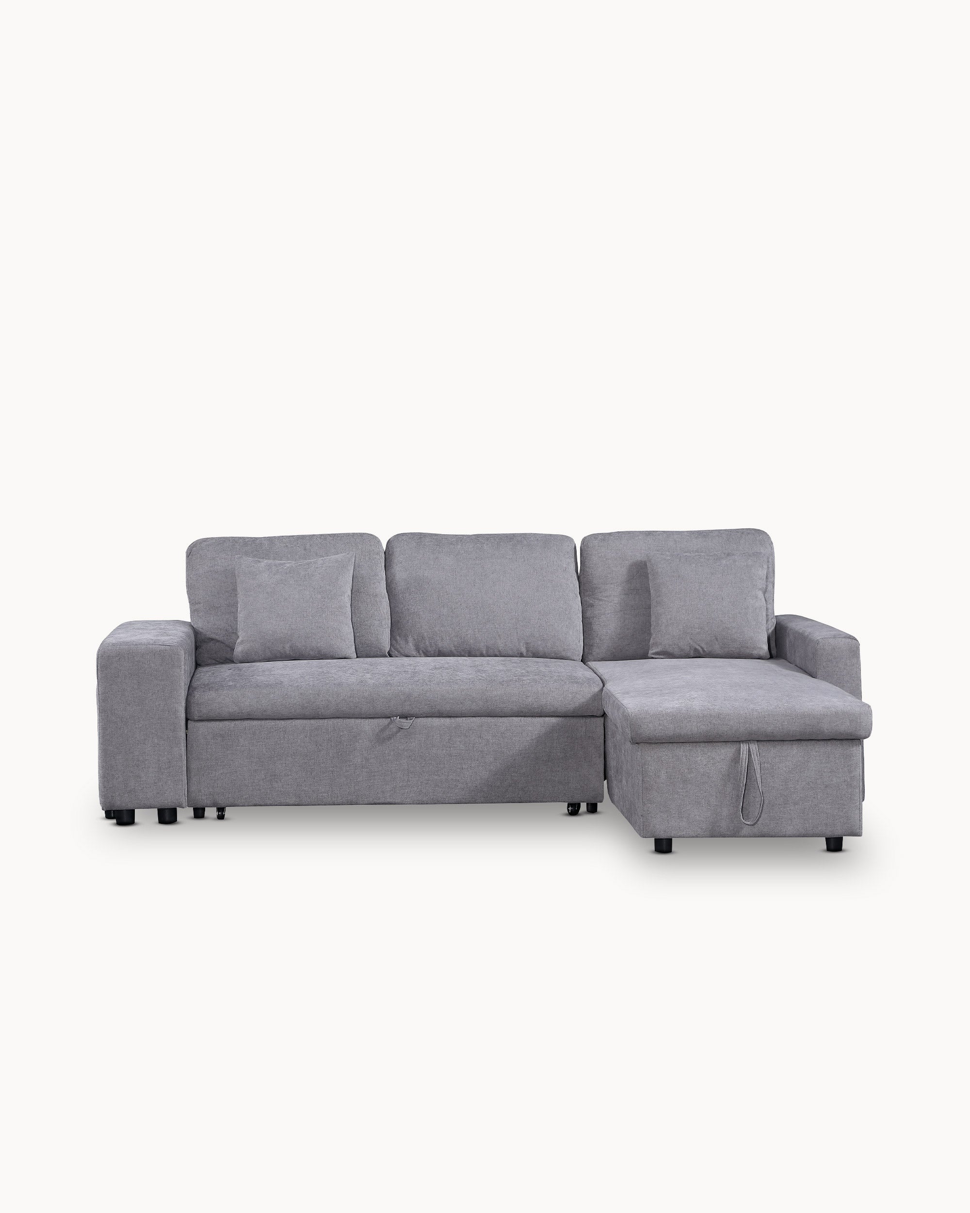 TOPAZIO reversible chaise longue sofa with bed, storage and pouffes