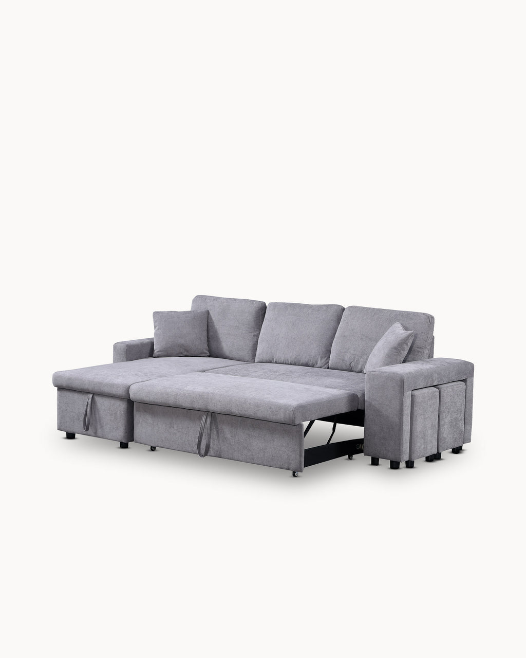 TOPAZIO reversible chaise longue sofa with bed, storage and pouffes