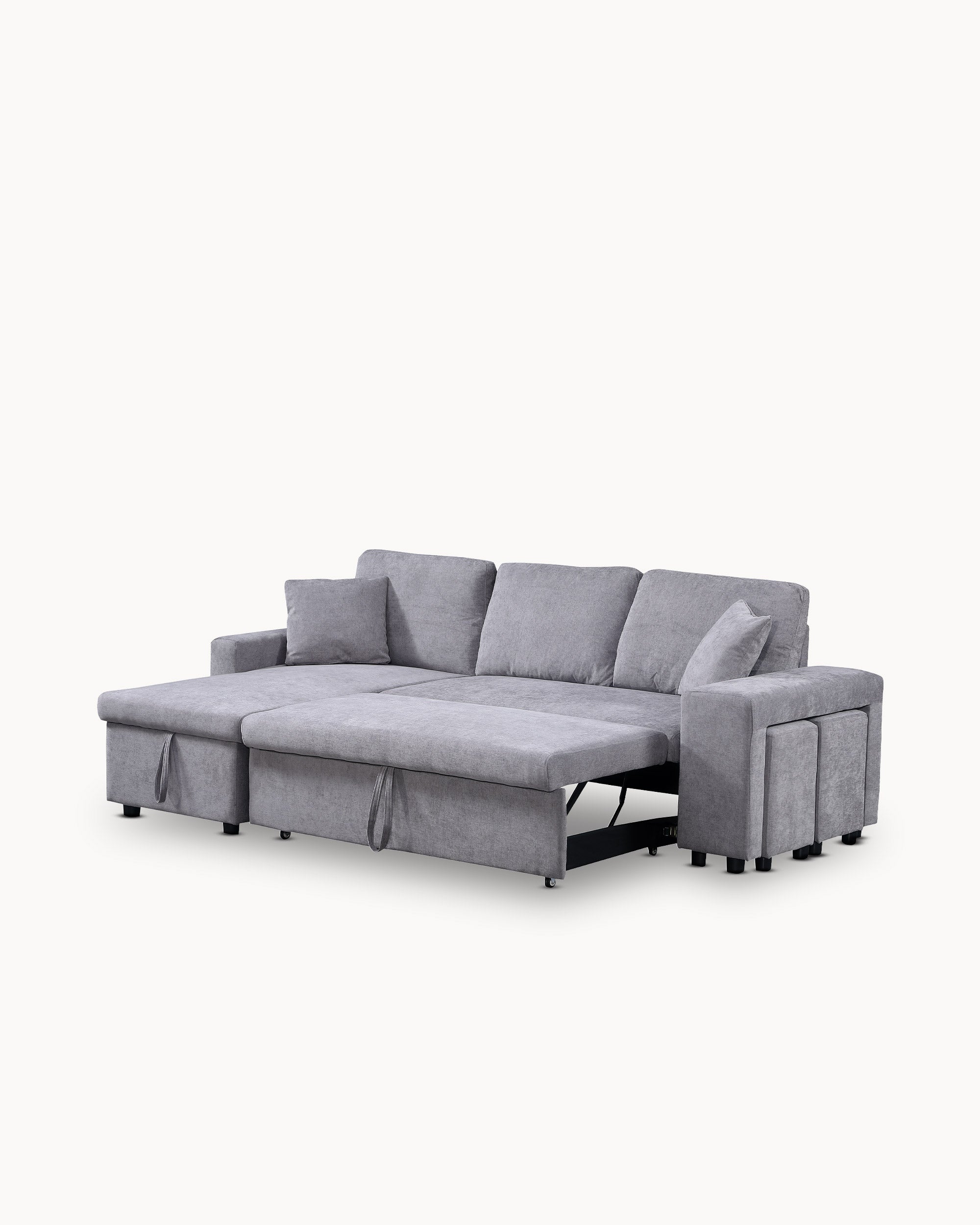 TOPAZIO reversible chaise longue sofa with bed, storage and pouffes