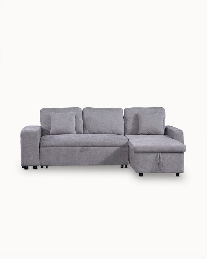 TOPAZIO reversible chaise longue sofa with bed, storage and pouffes