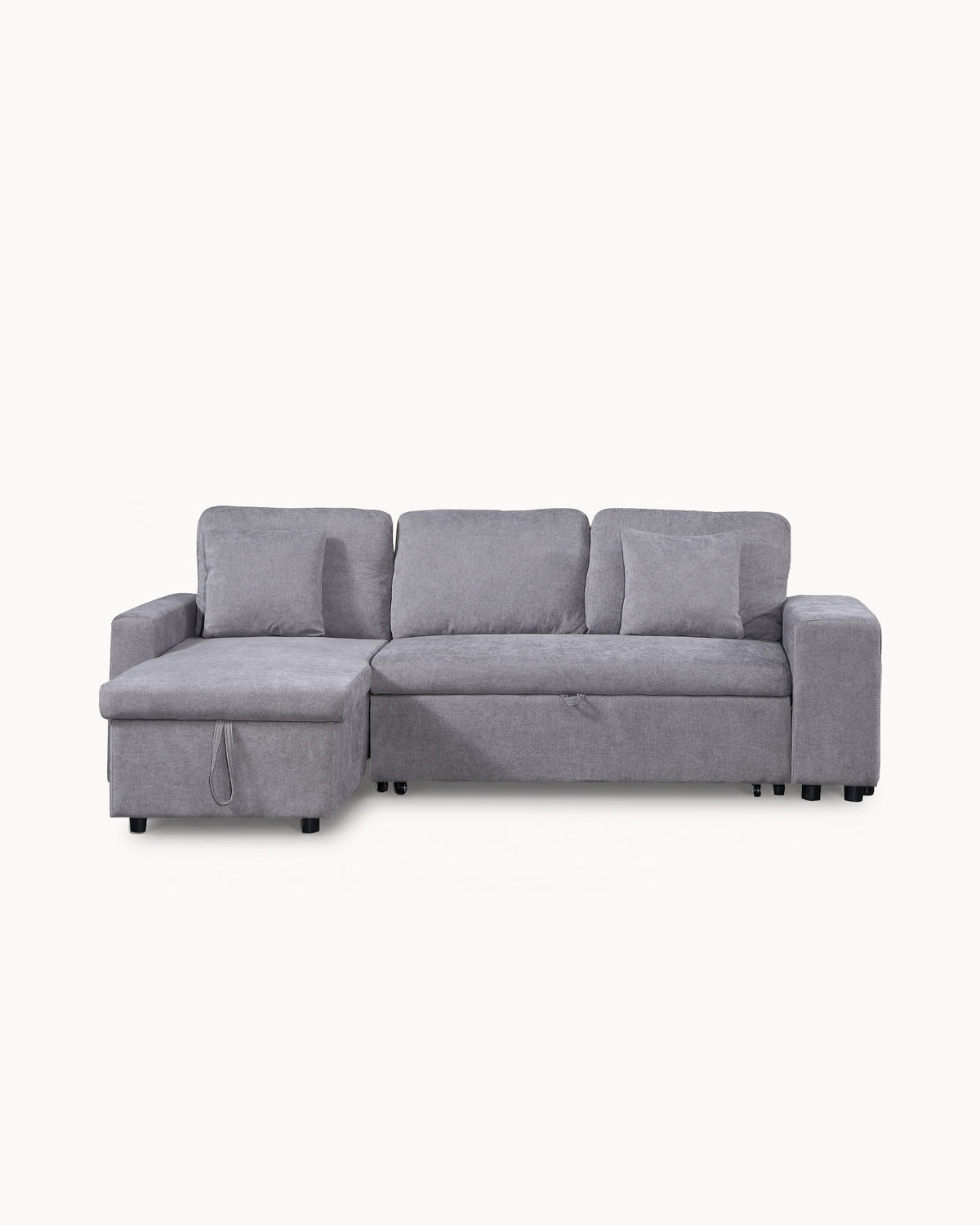 Sofá chaise longue reversível TOPAZIO com cama, baú e puffs