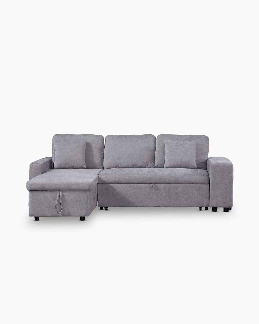 Sofá chaiselongue reversible TOPAZIO con cama, arcón y pufs