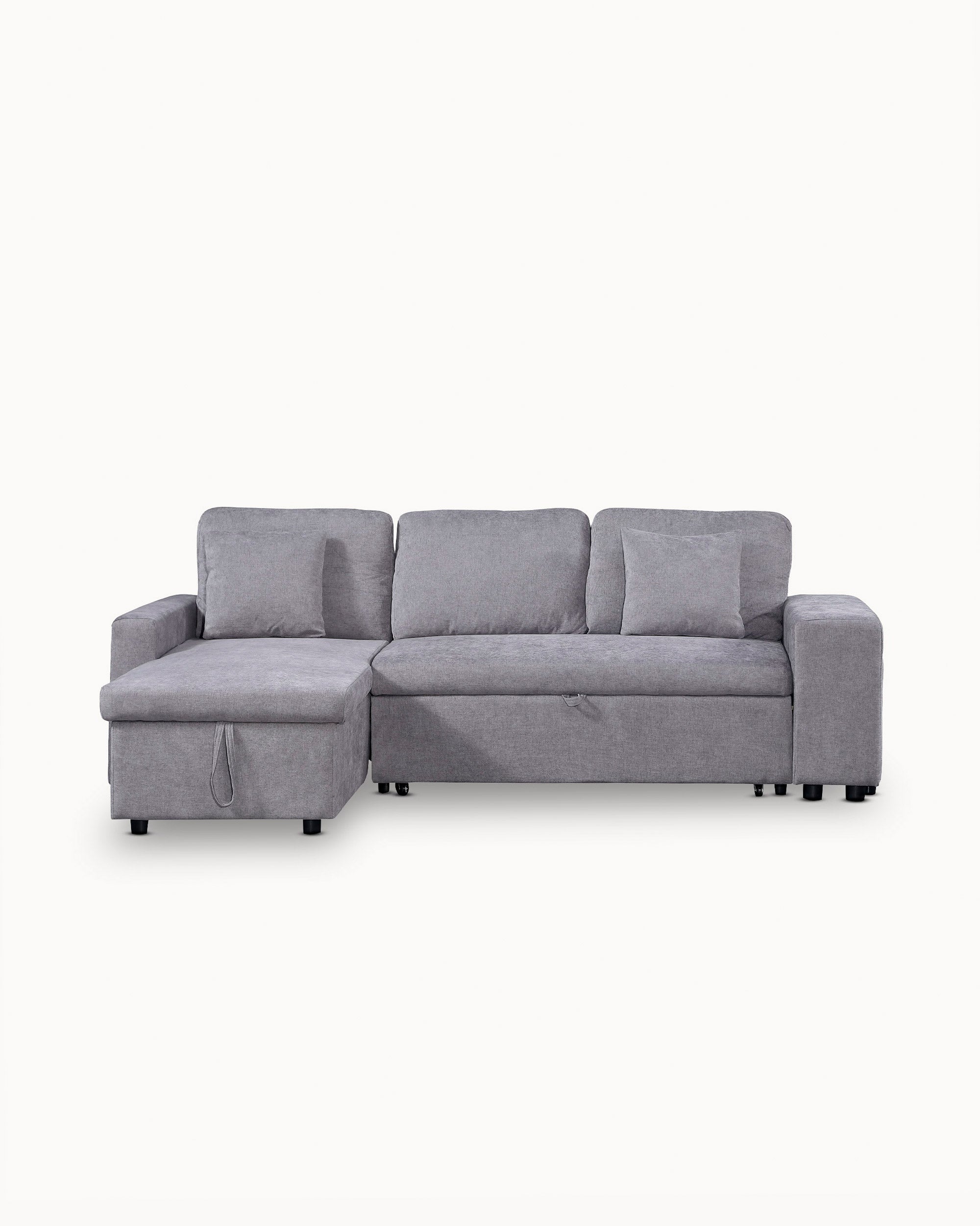 Sofá chaiselongue reversible TOPAZIO con cama, arcón y pufs