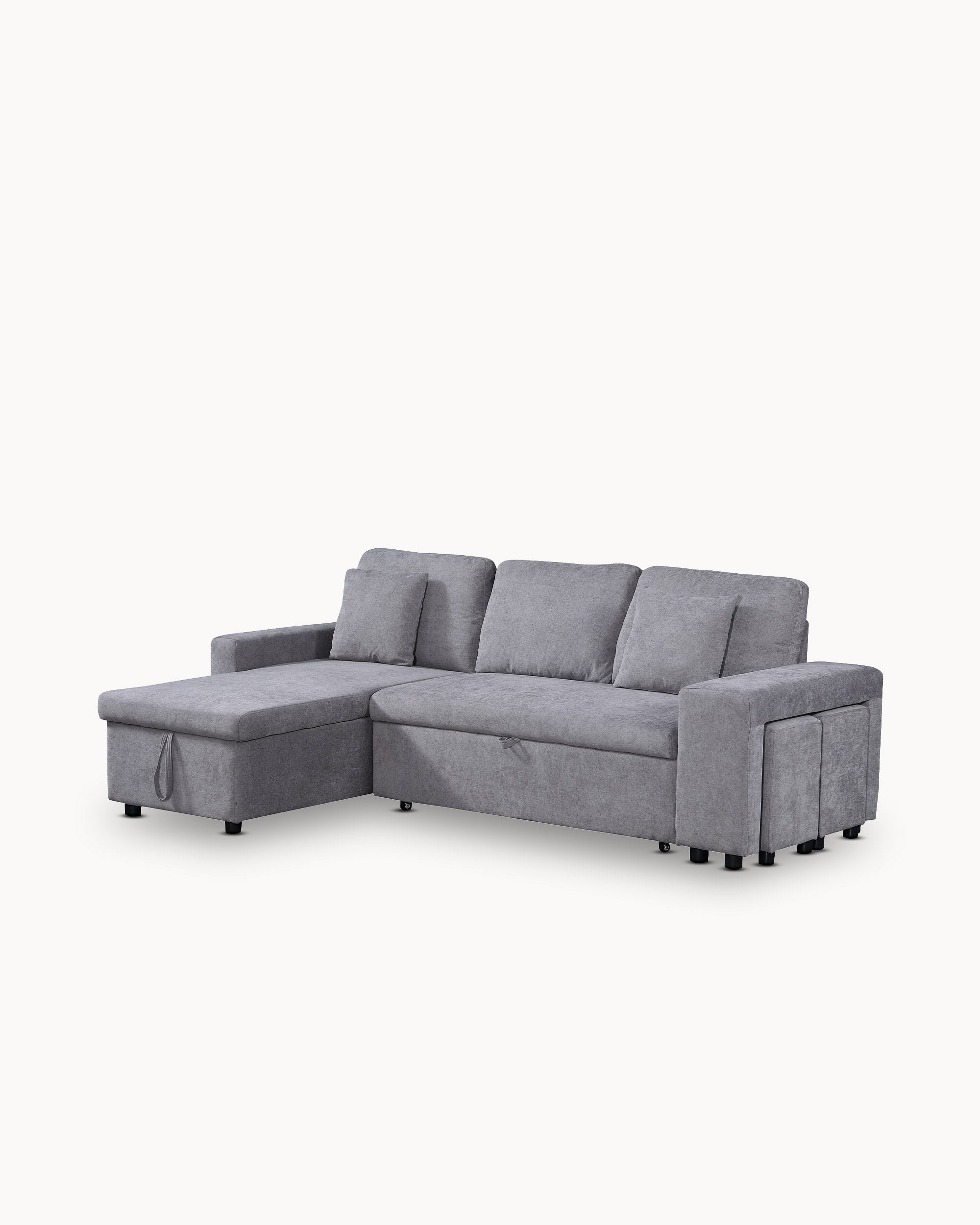 TOPAZIO reversible chaise longue sofa with bed, storage and pouffes
