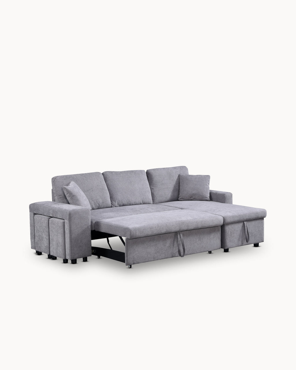 TOPAZIO reversible chaise longue sofa with bed, storage and pouffes
