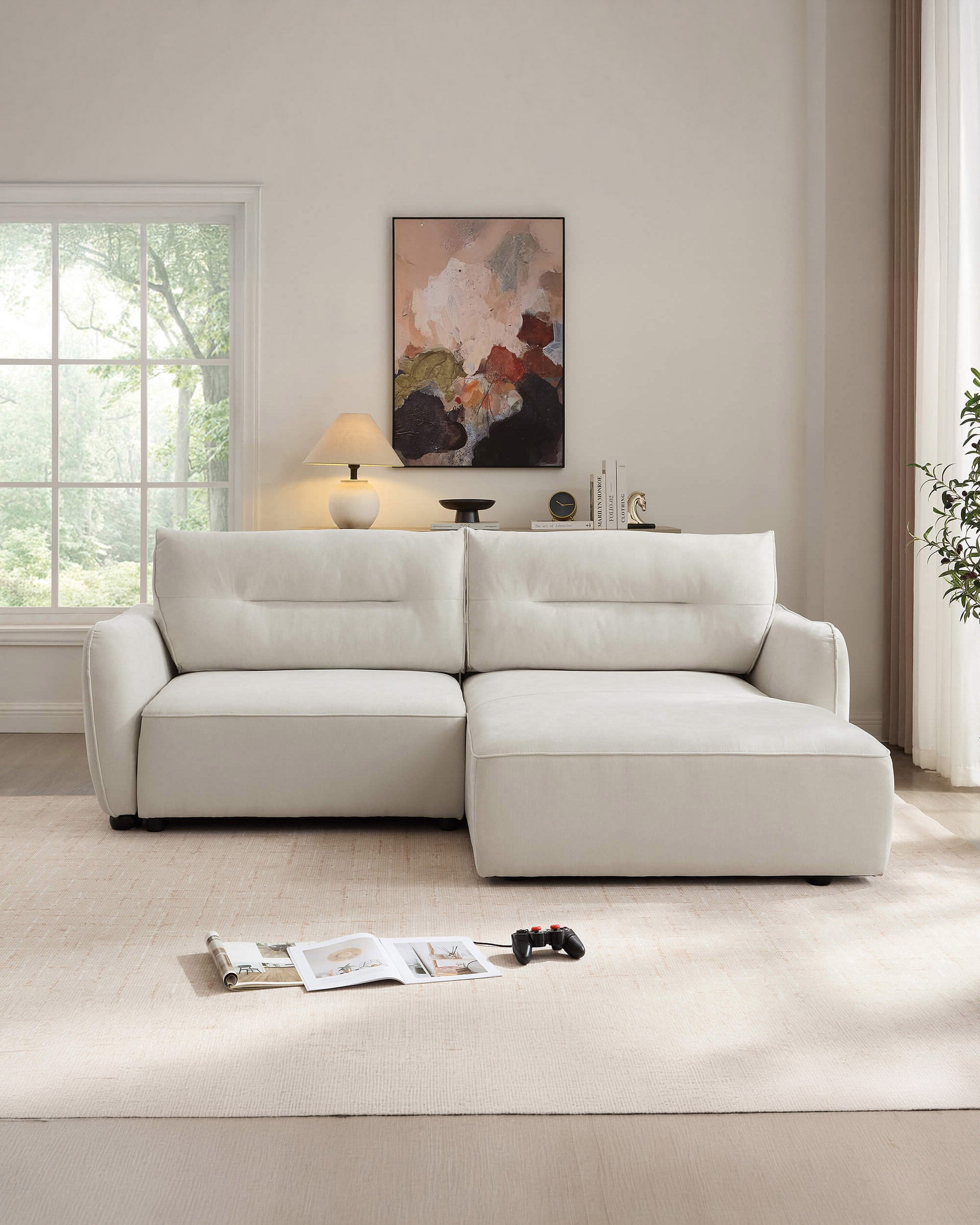 MELORIE chaise longue sofa with bed and storage
