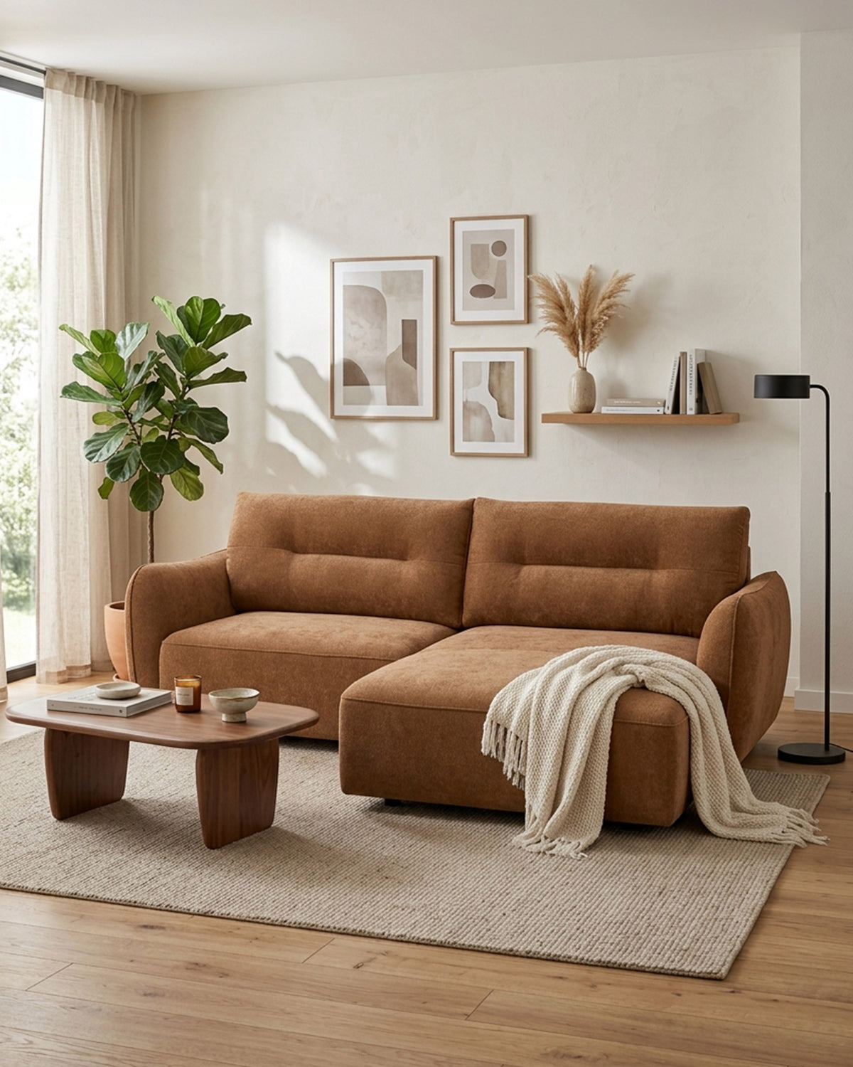 Sofá chaise longue MELORIE con cama y arcón